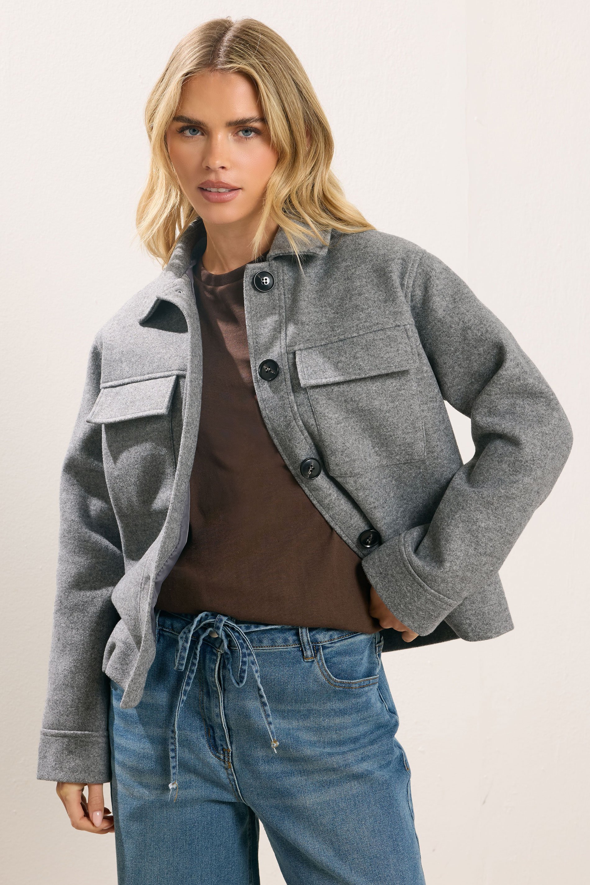PixieGirl Petite Women's Grey Marl Brushed Jacket | PixieGirl 1