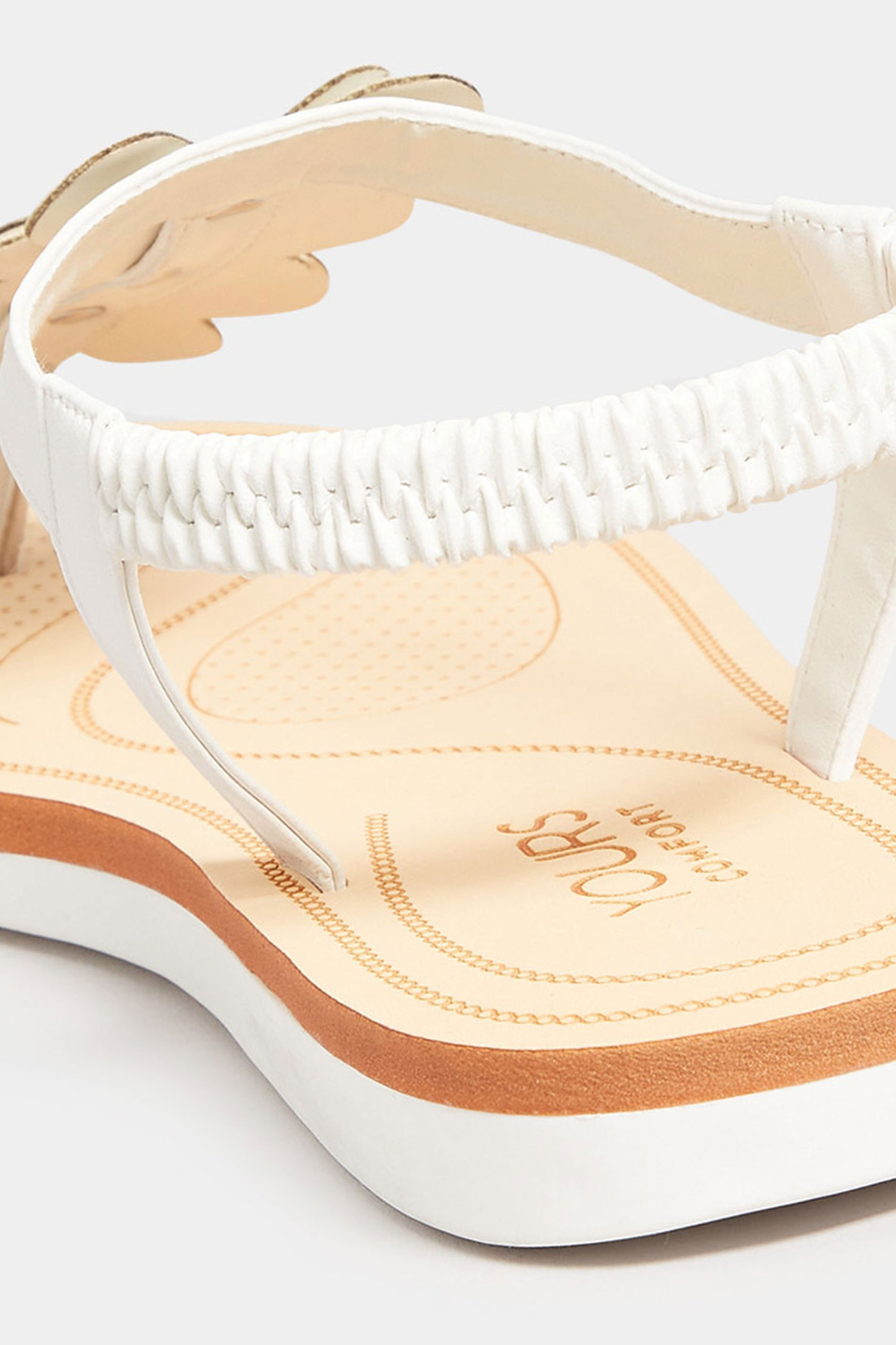 White Diamante Butterfly Sandals In Extra Wide EEE Fit | Yours Clothing 4
