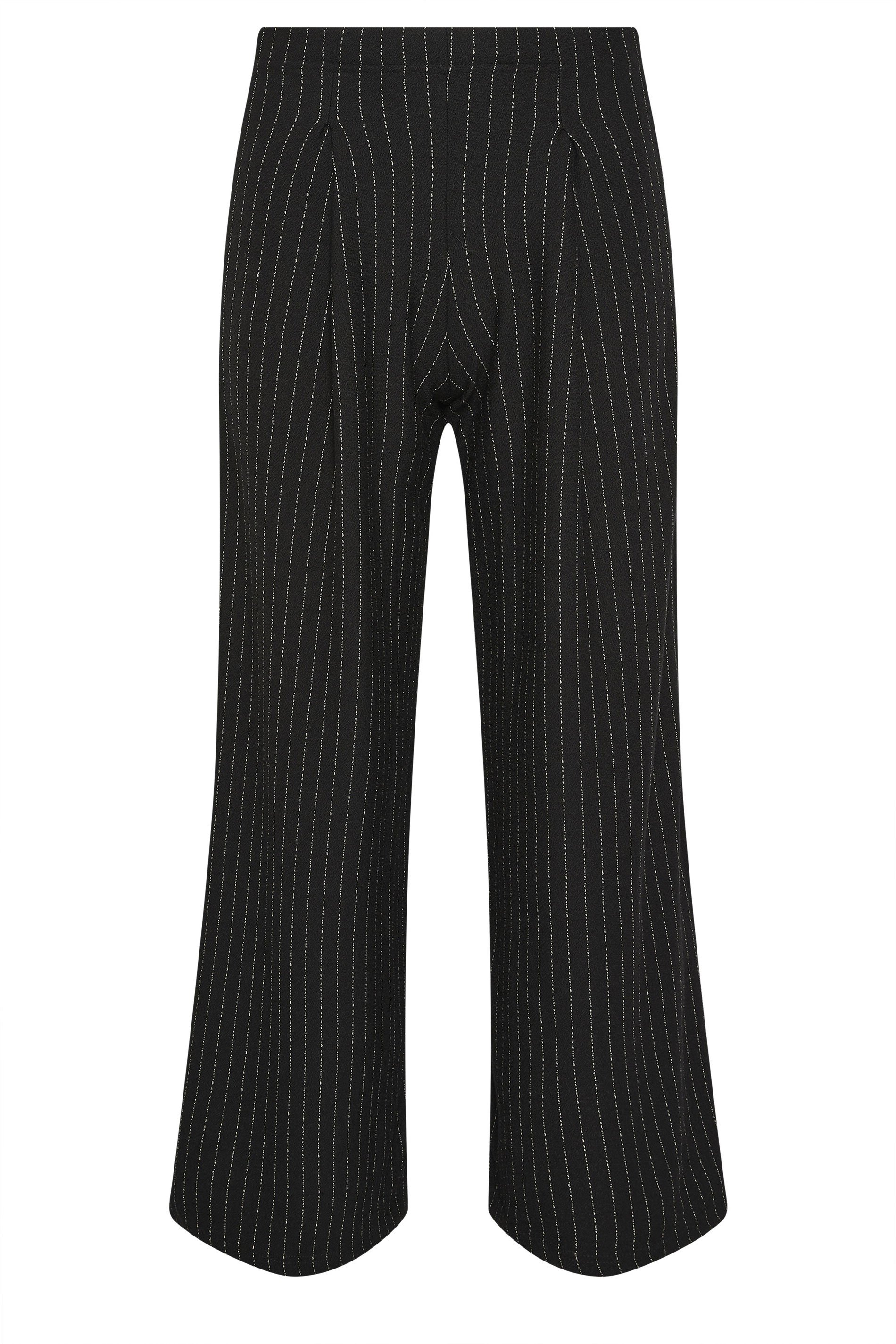 PixieGirl Petite Women's Black Pinstripe Palazzo Wide Leg Trousers | PixieGirl 1