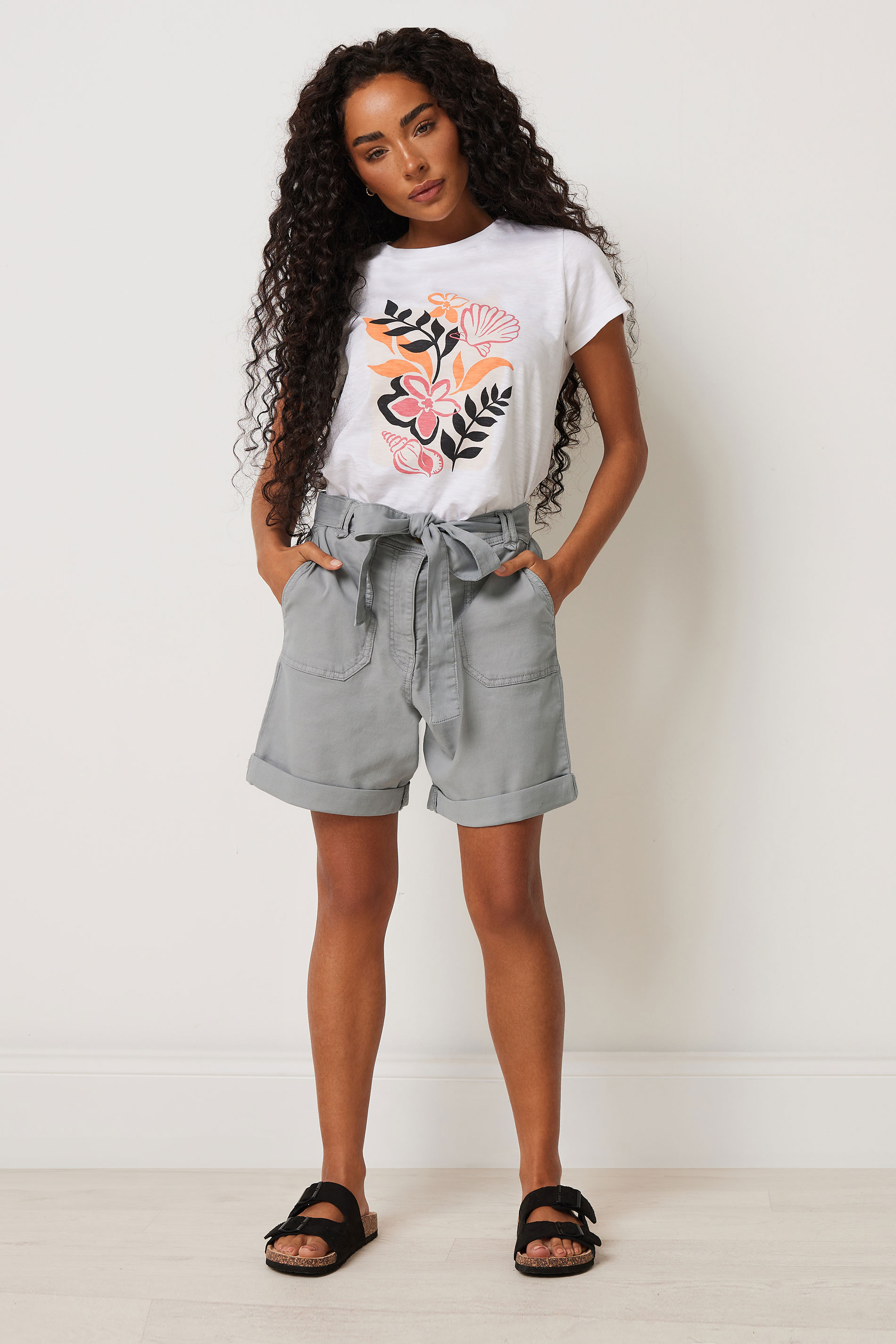 M&Co Petite Grey Cargo Shorts | M&Co 1