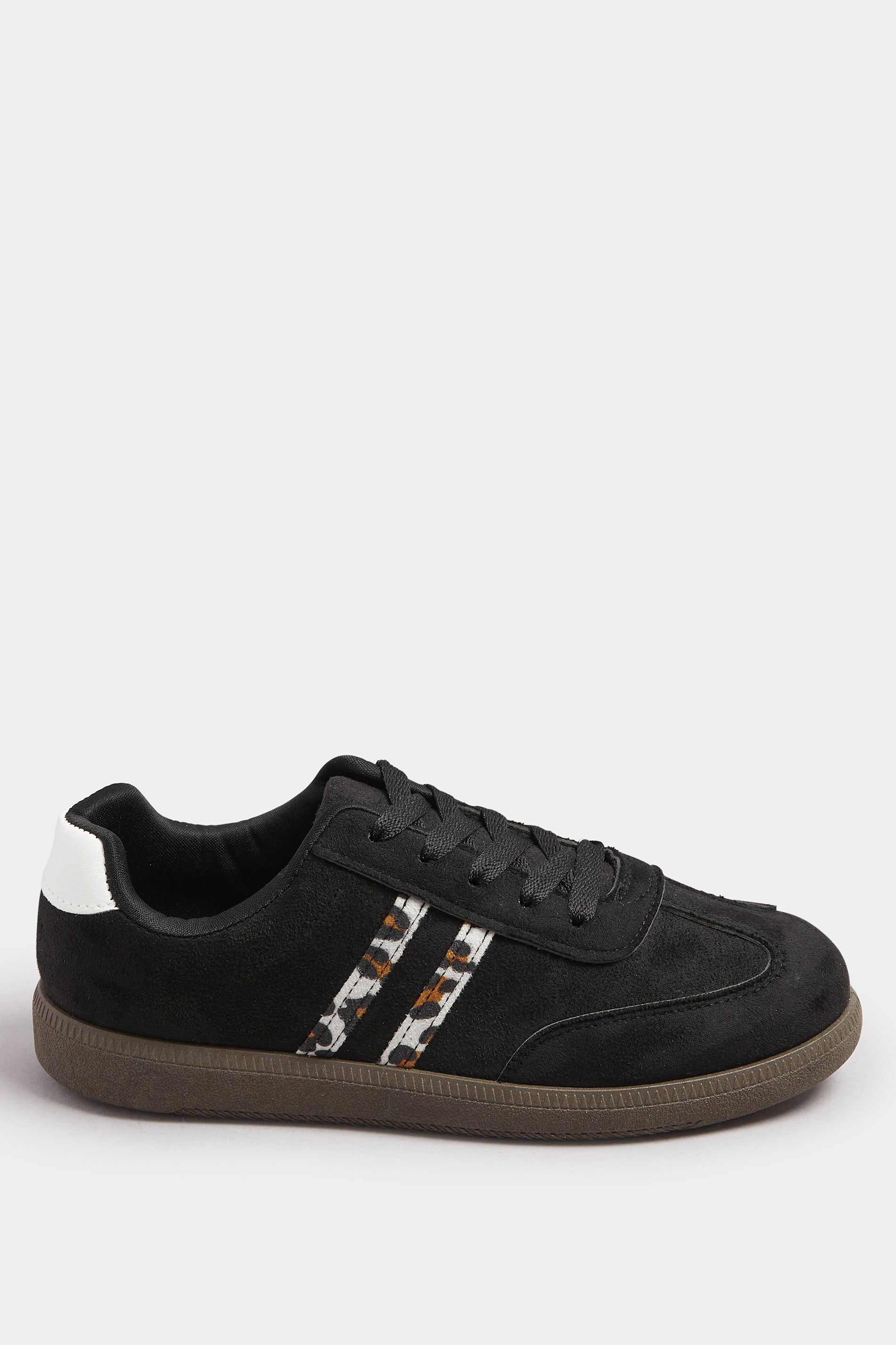 Black Retro Leopard Stripe Trainers In Extra Wide EEE Fit | Yours Clothing 3