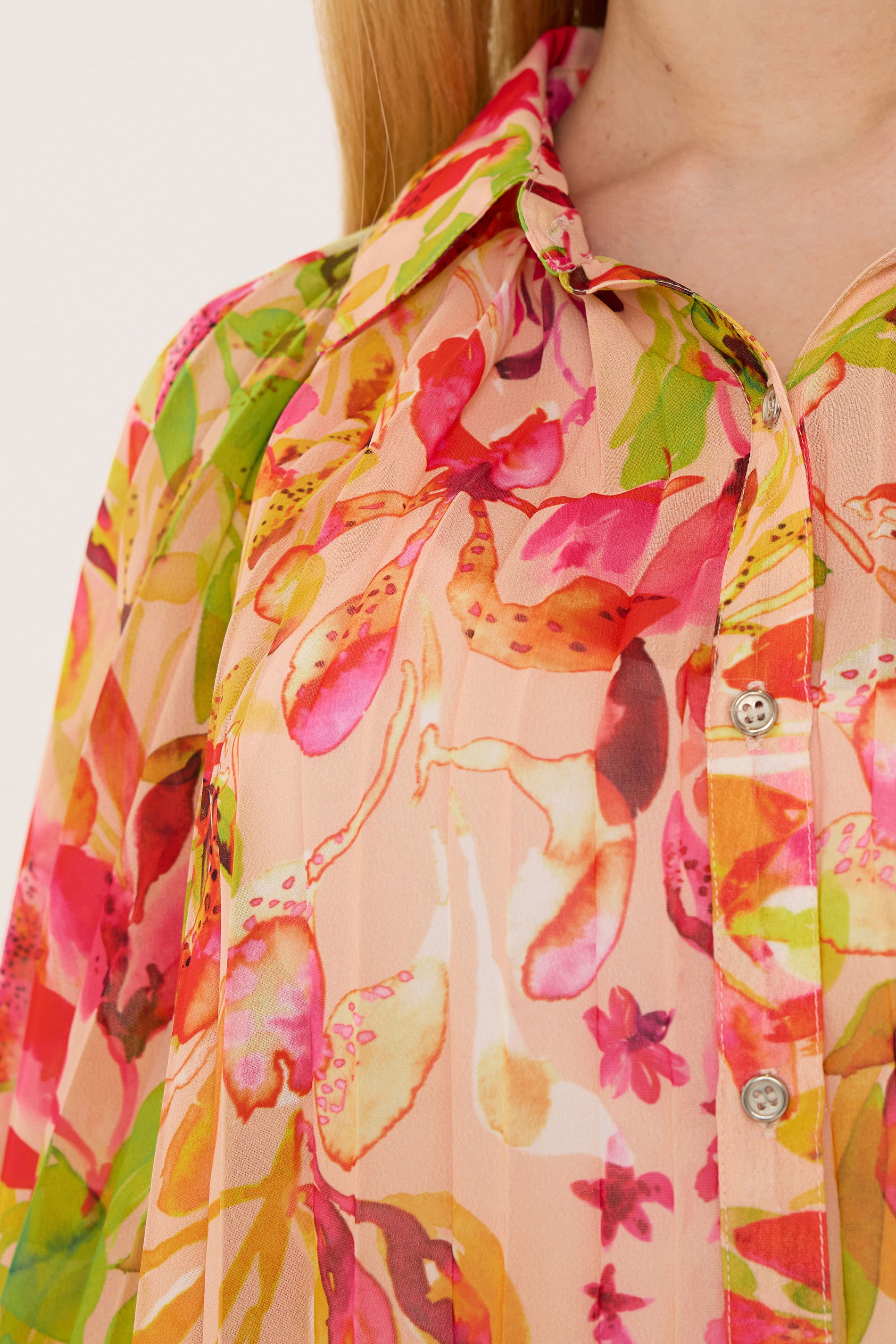 STAR Orange Floral Pleated Shirt | StarByJM 4