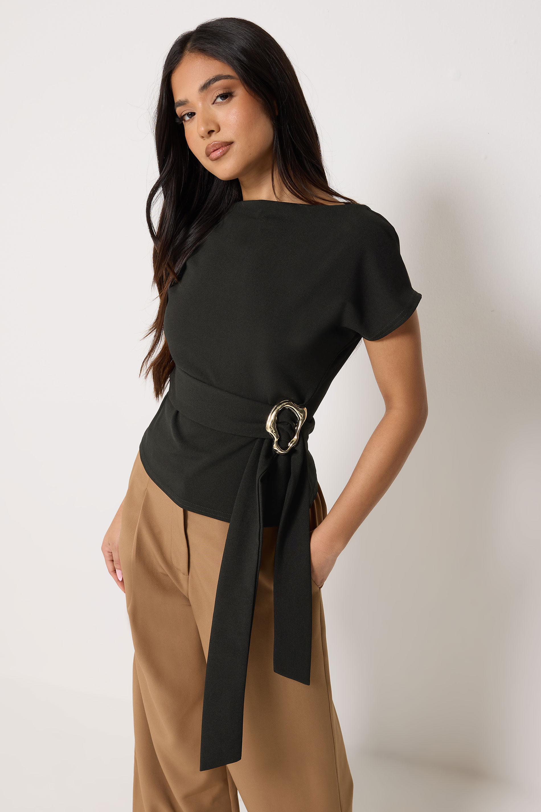 PixieGirl Petite Women's Black Buckle Top | PixieGirl 3