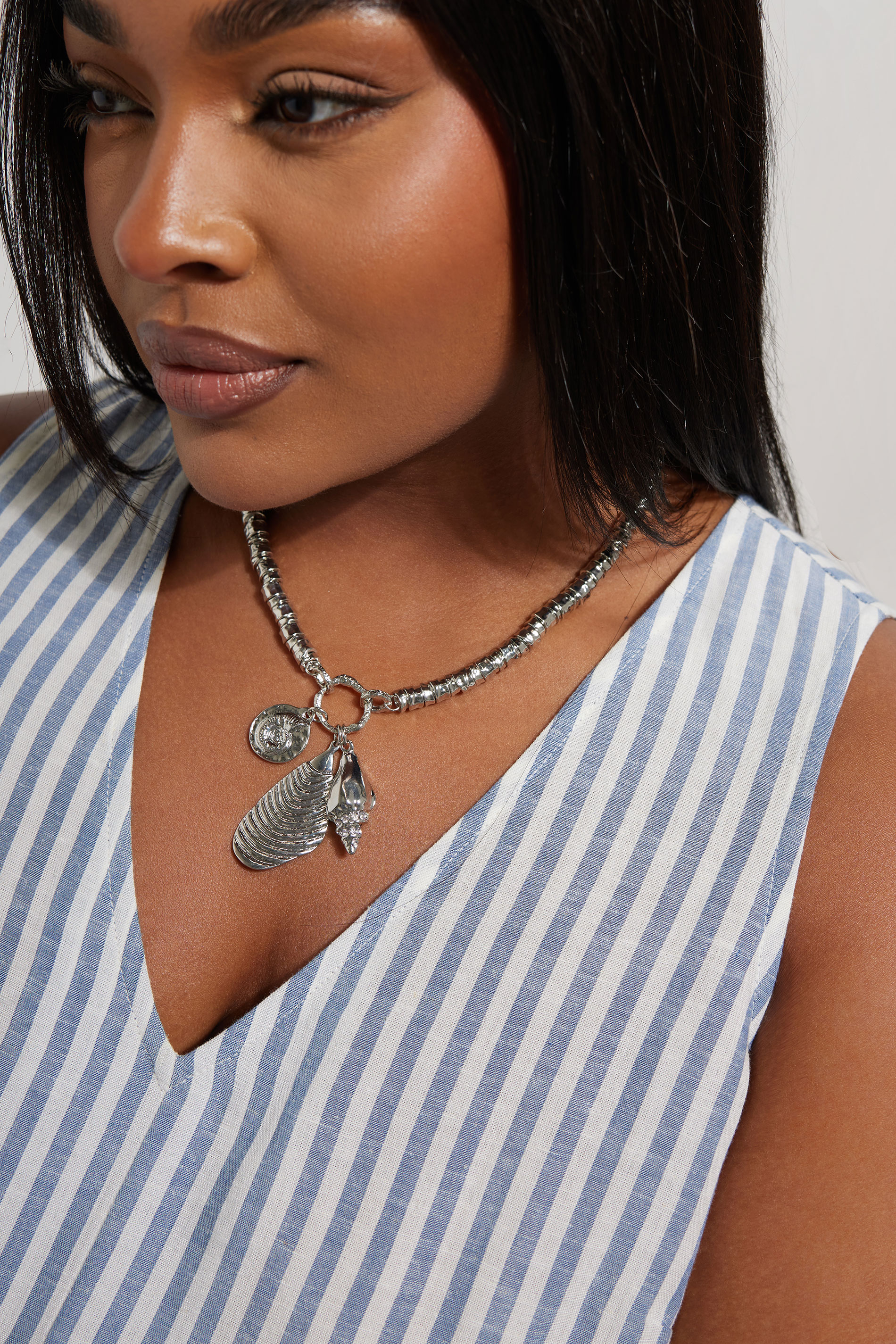 Silver Tone Shell Pendant Necklace | Yours Clothing 1