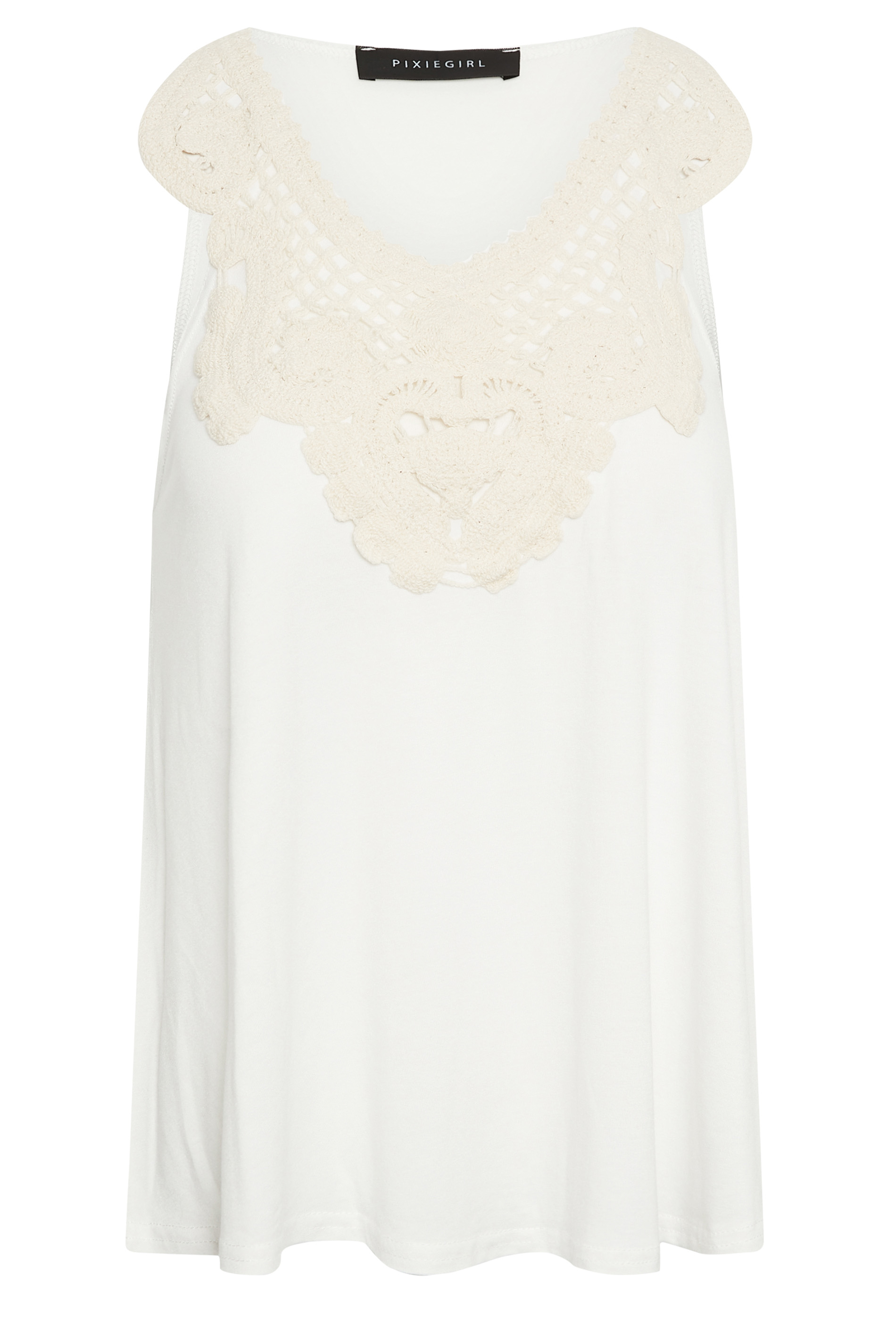 PixieGIrl White Crochet Trim Vest Top | PixieGirl 6