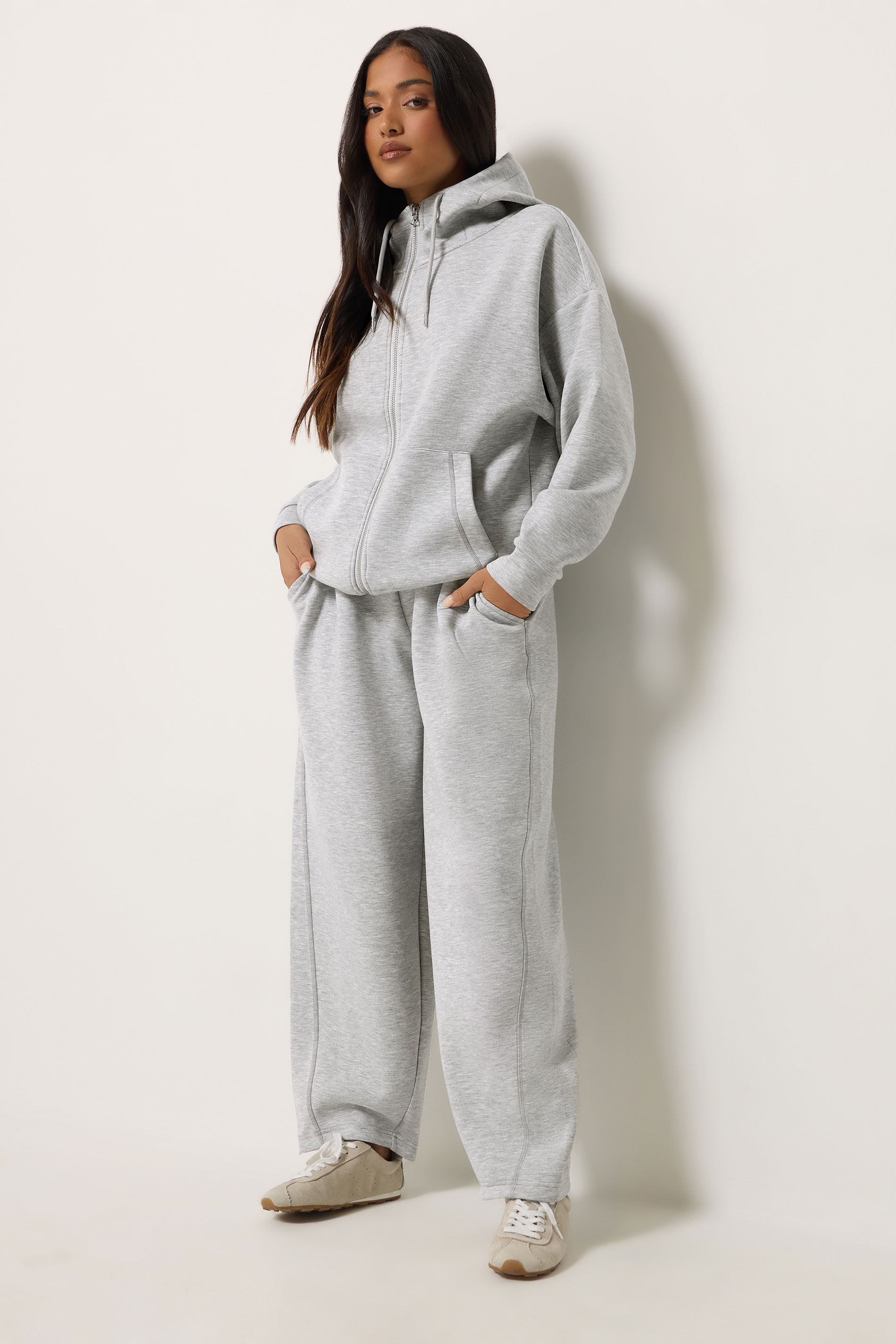 PixieGirl Petite Womens Set Grey Scuba Funnel Neck Sweatshirt