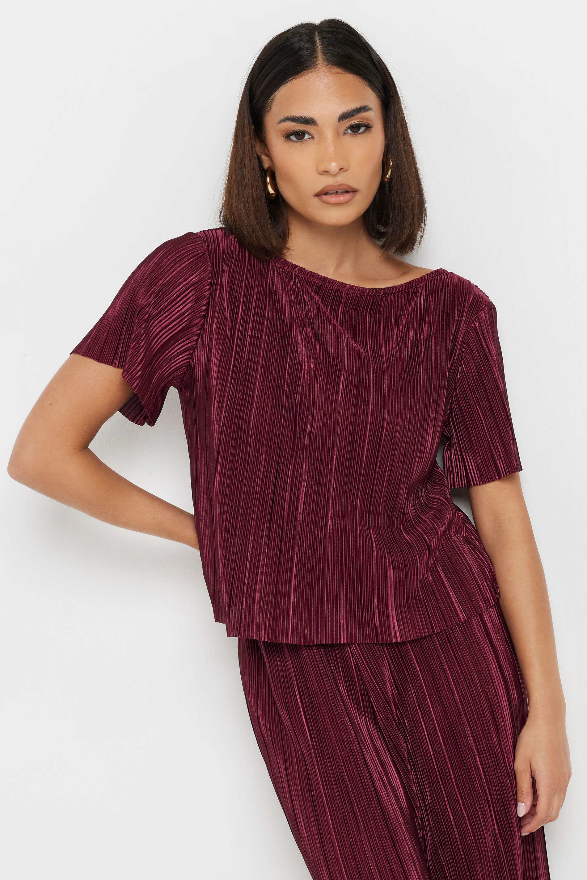 PixieGirl Petite Women's Burgundy Red Textured Top | PixieGirl 1