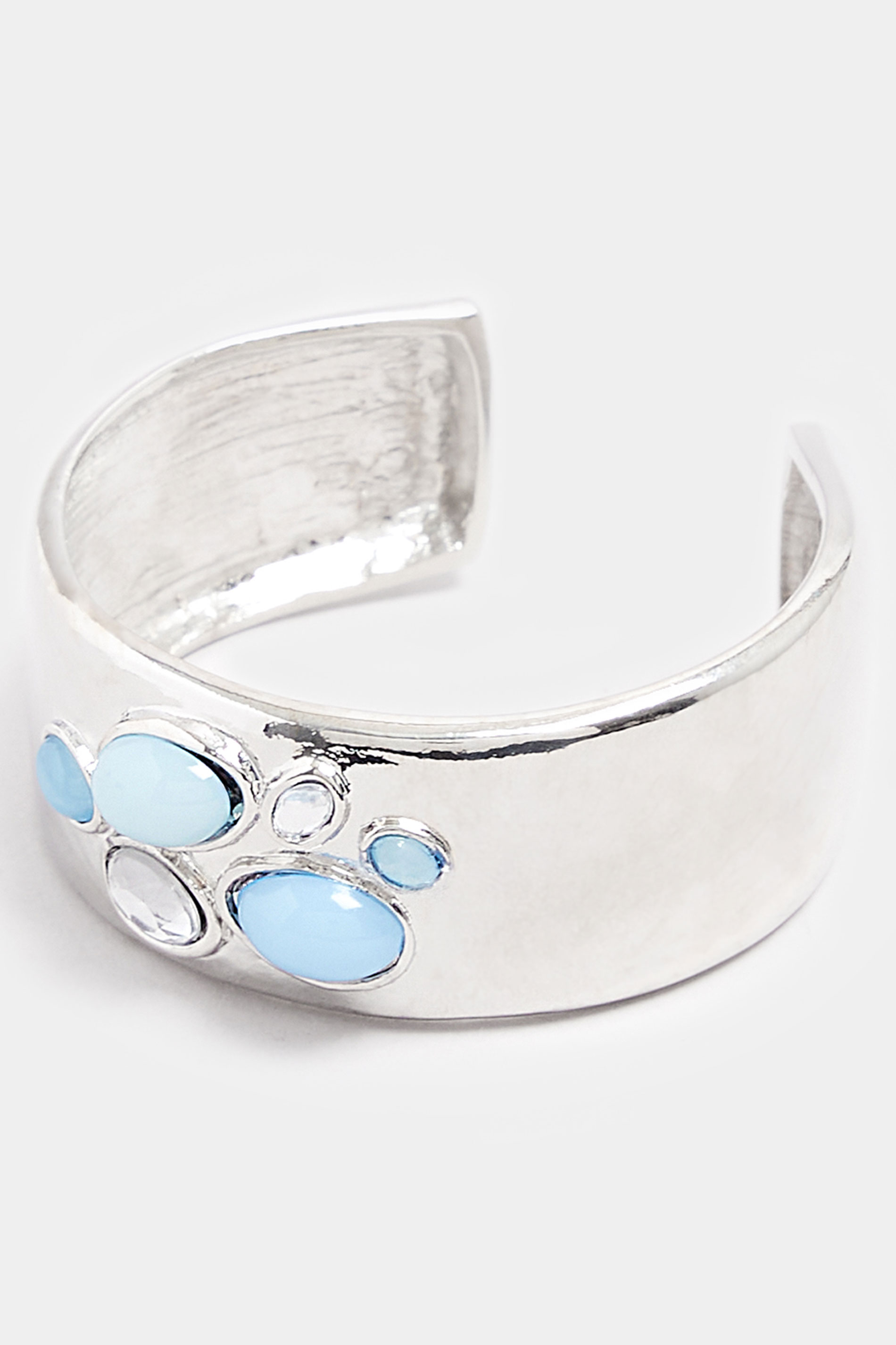 Silver Tone Stone Cuff Bracelet | Yours Clothing 2