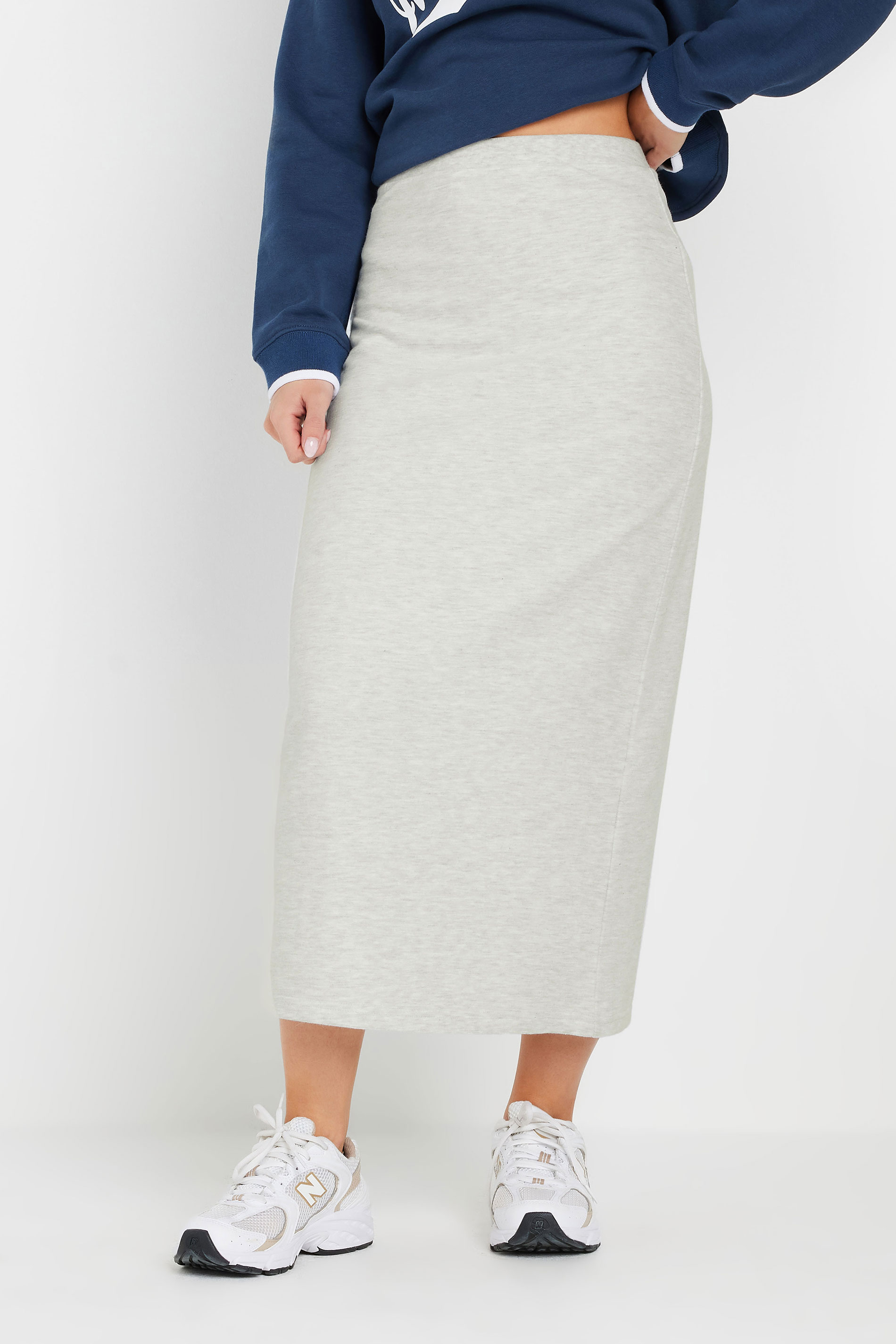PixieGirl Petite Women's Grey Marl Sweatshirt Maxi Skirt | PixieGirl 3