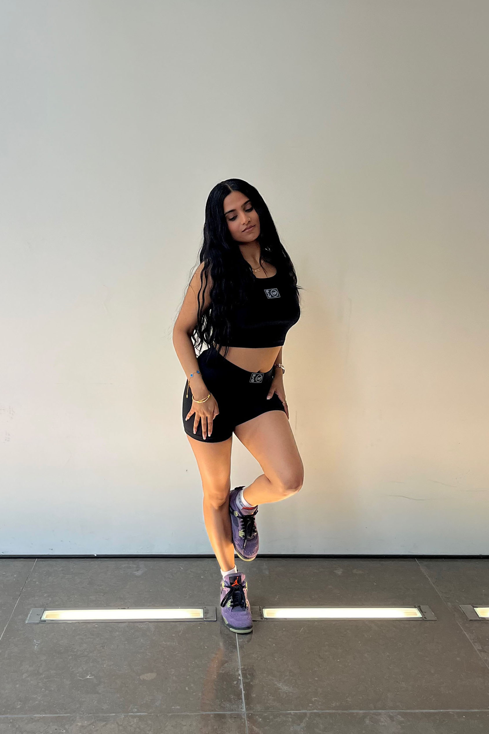 PixieGirl Petite Women's Black Badge Detail Ribbed Vest Top | PixieGirl 2