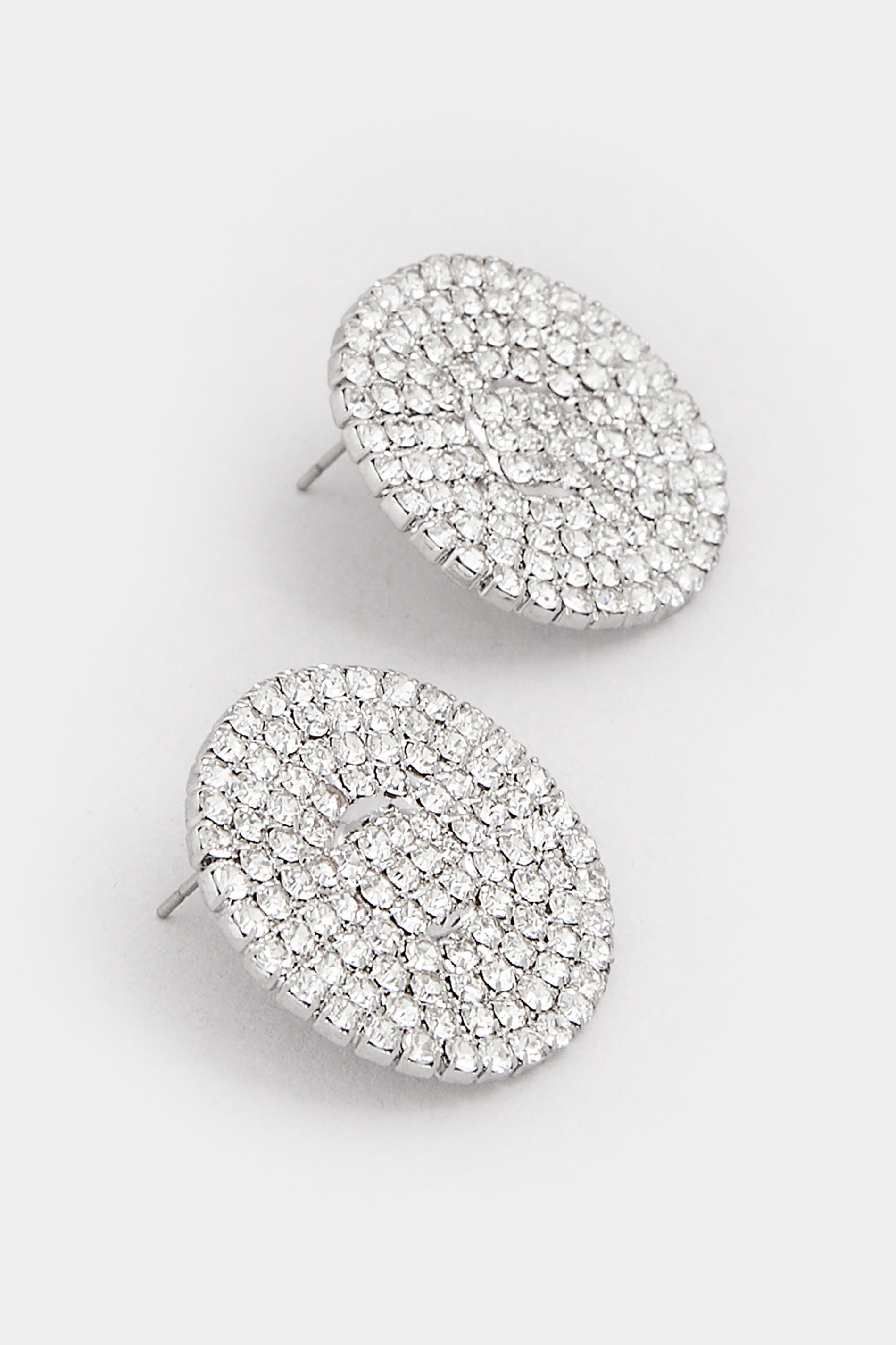 Silver Tone Diamante Disc Stud Earrings | Yours Clothing 3