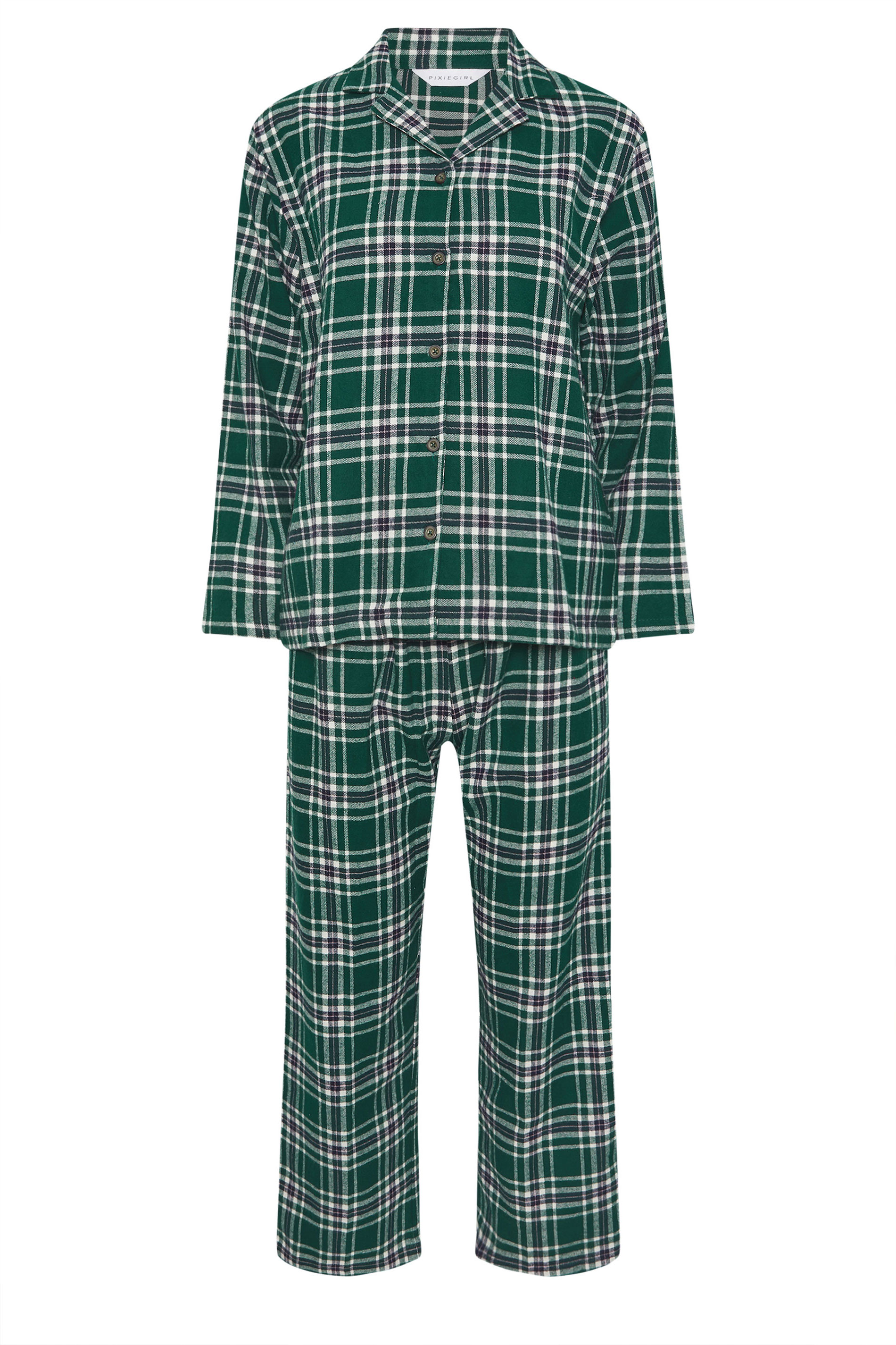 PixieGirl Petite Women's Green Cotton Check Pyjama Set | PixieGirl 7