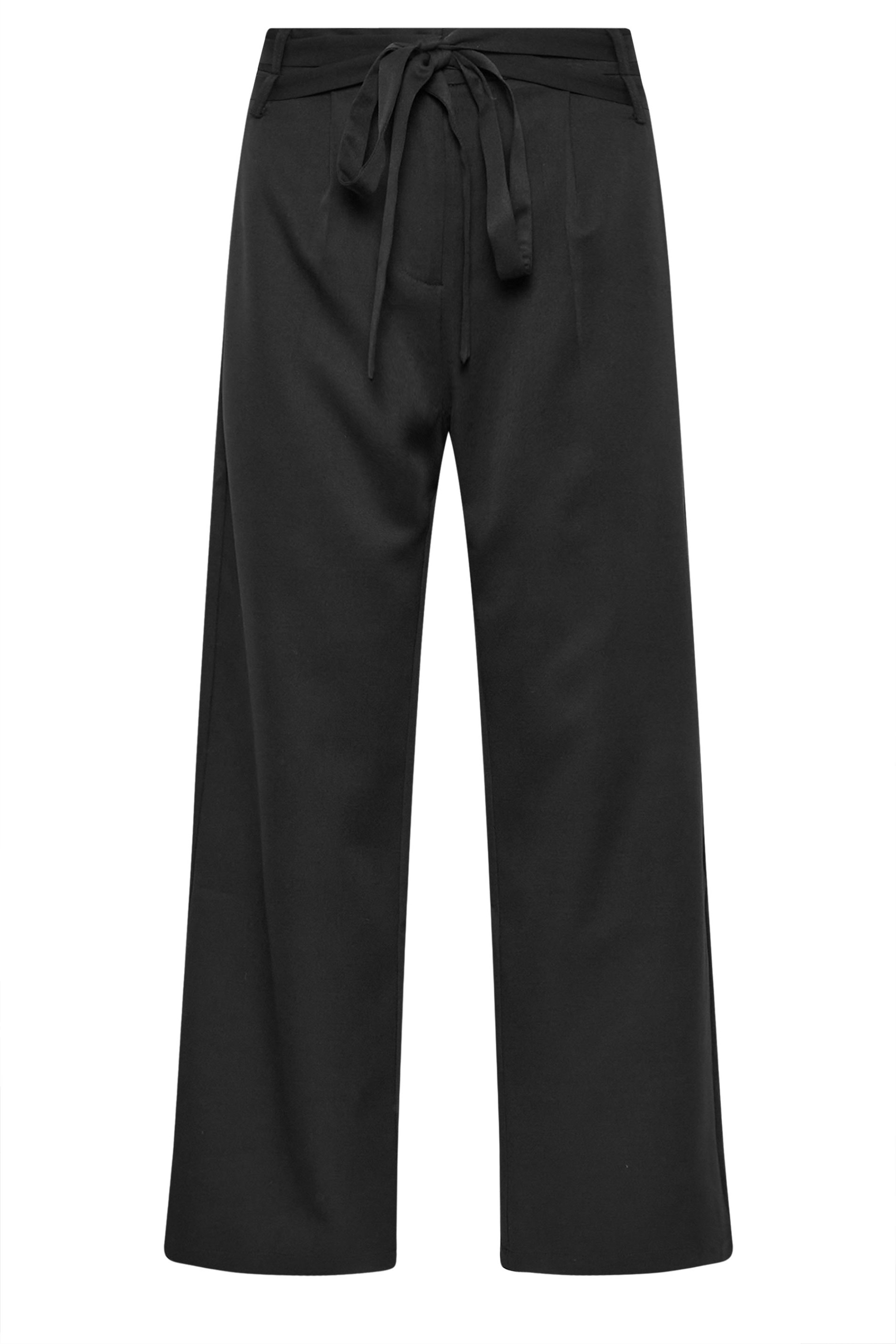 PixieGirl Petite Women's Black Wrap Belt Wide Leg Trousers | PixieGirl 5