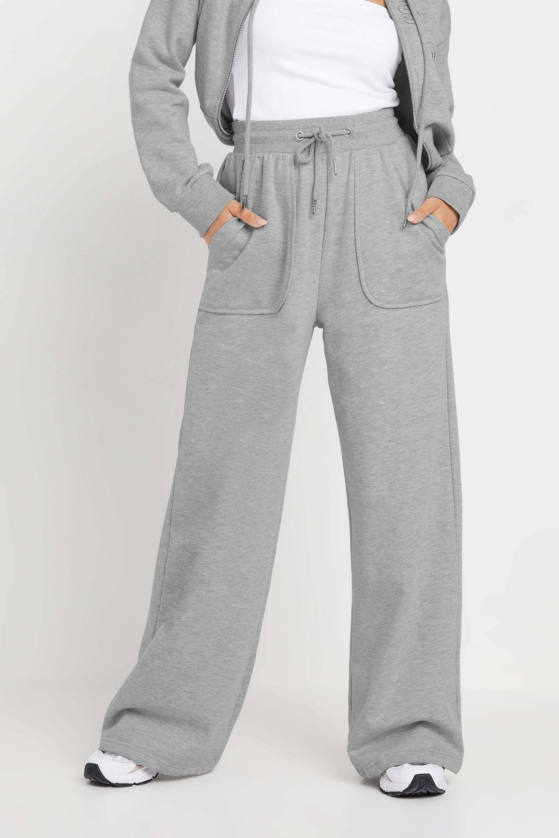 PixieGirl Petite Women's Grey Pocket Patch Wide Leg Joggers | PixieGirl 2