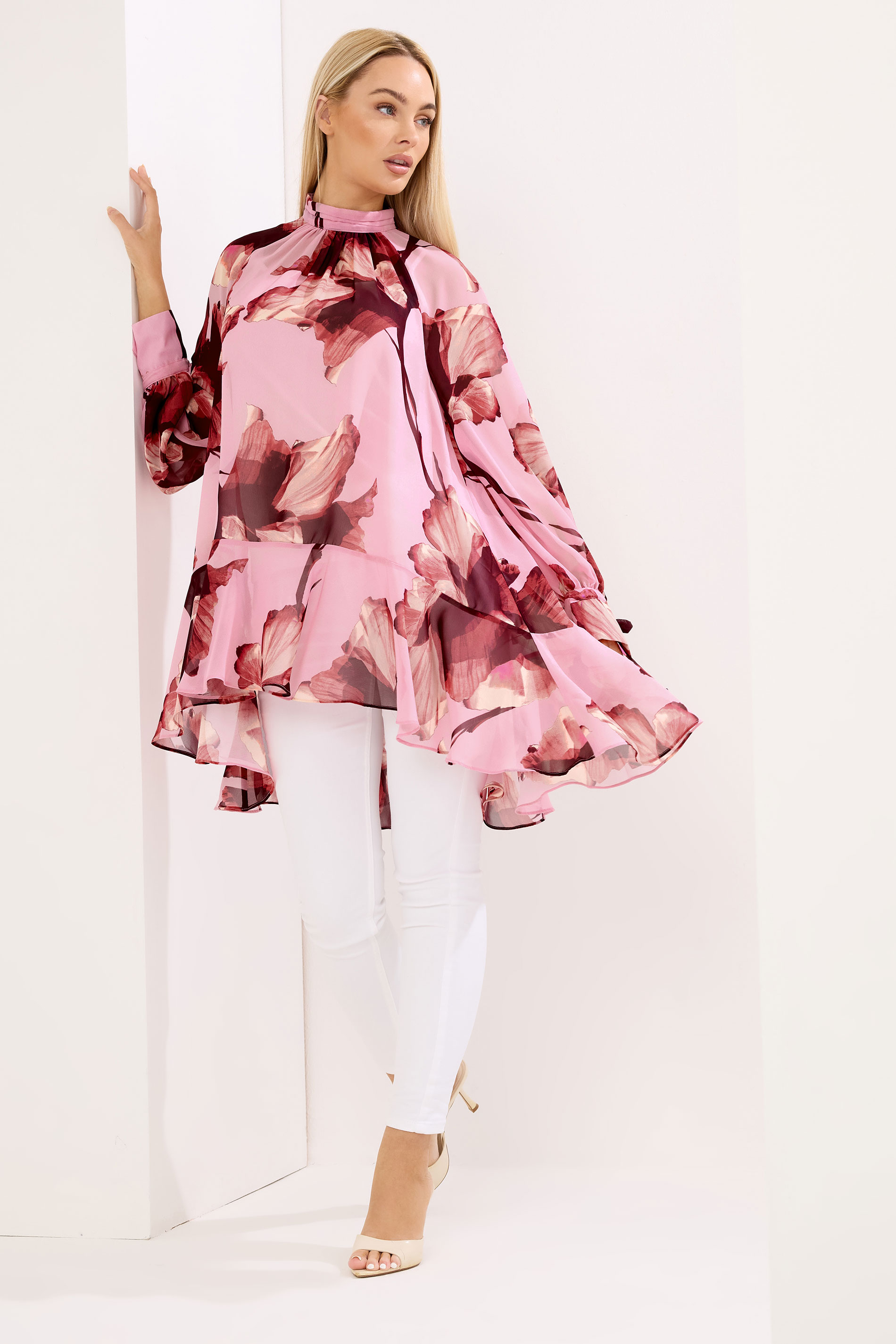 STAR Pink Floral Print Dipped Hem Tunic Top | StarByJM 1