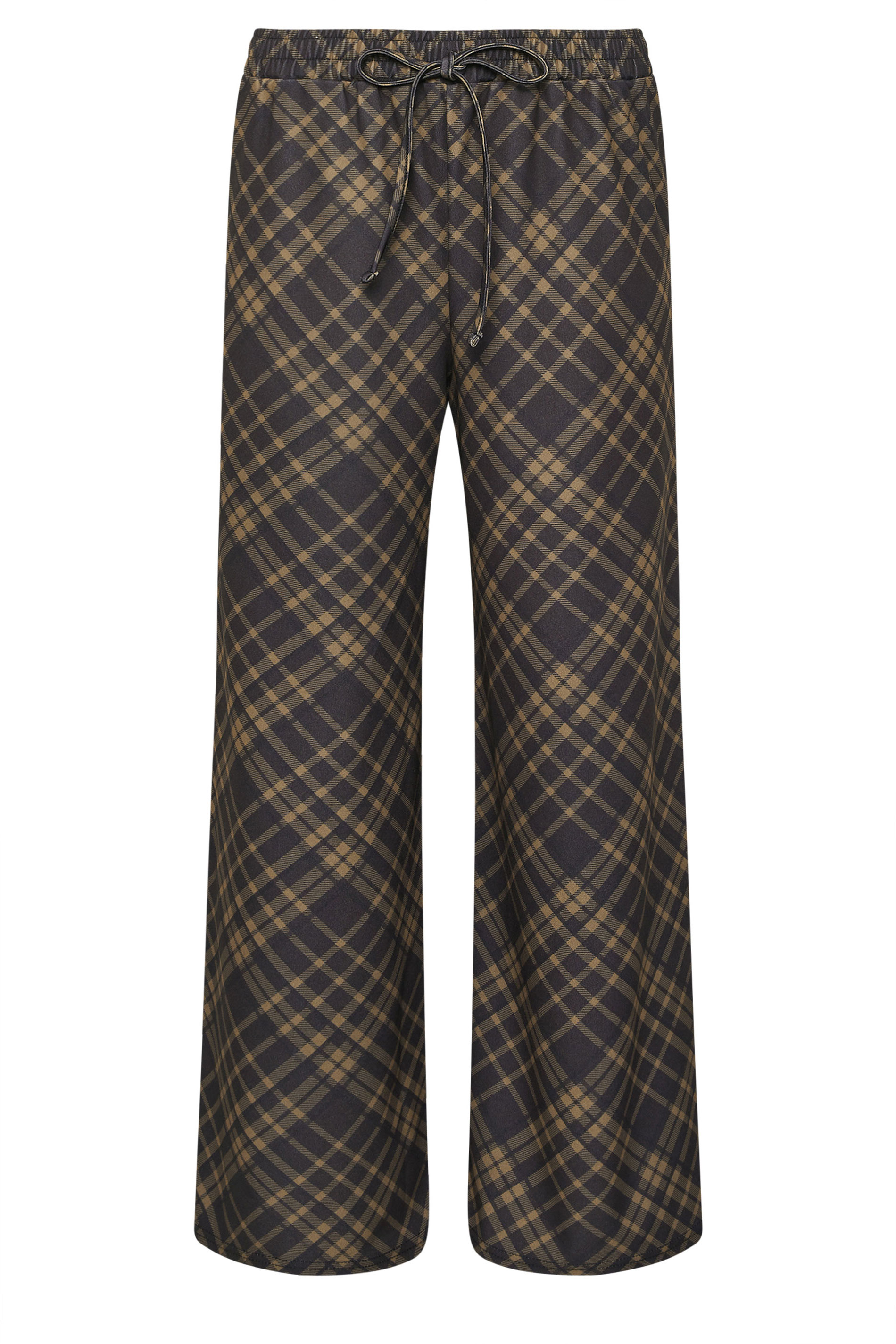 PixieGirl Petite Chocolate Brown Check Wide Leg Trousers | PixieGirl 5