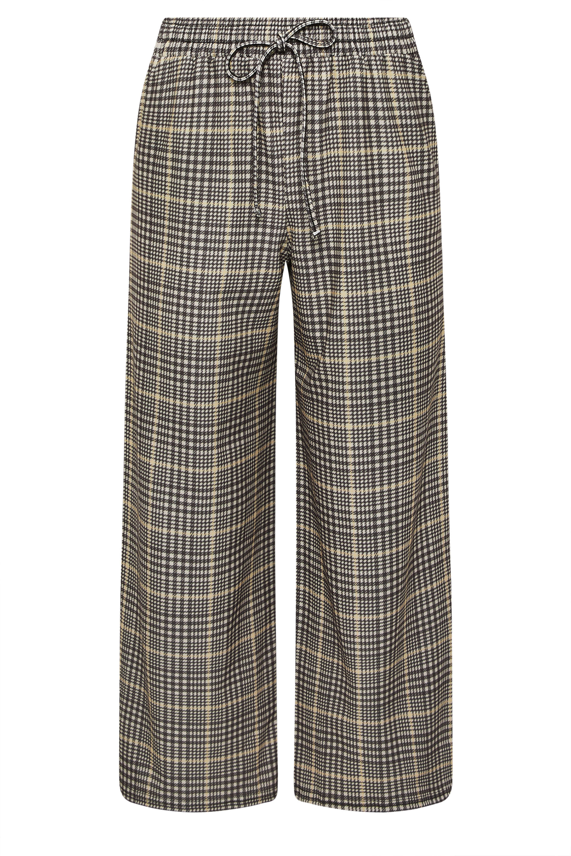 PixieGirl Petite Womens Brown Check Wide Leg Scuba Trousers | Pixiegirl 5