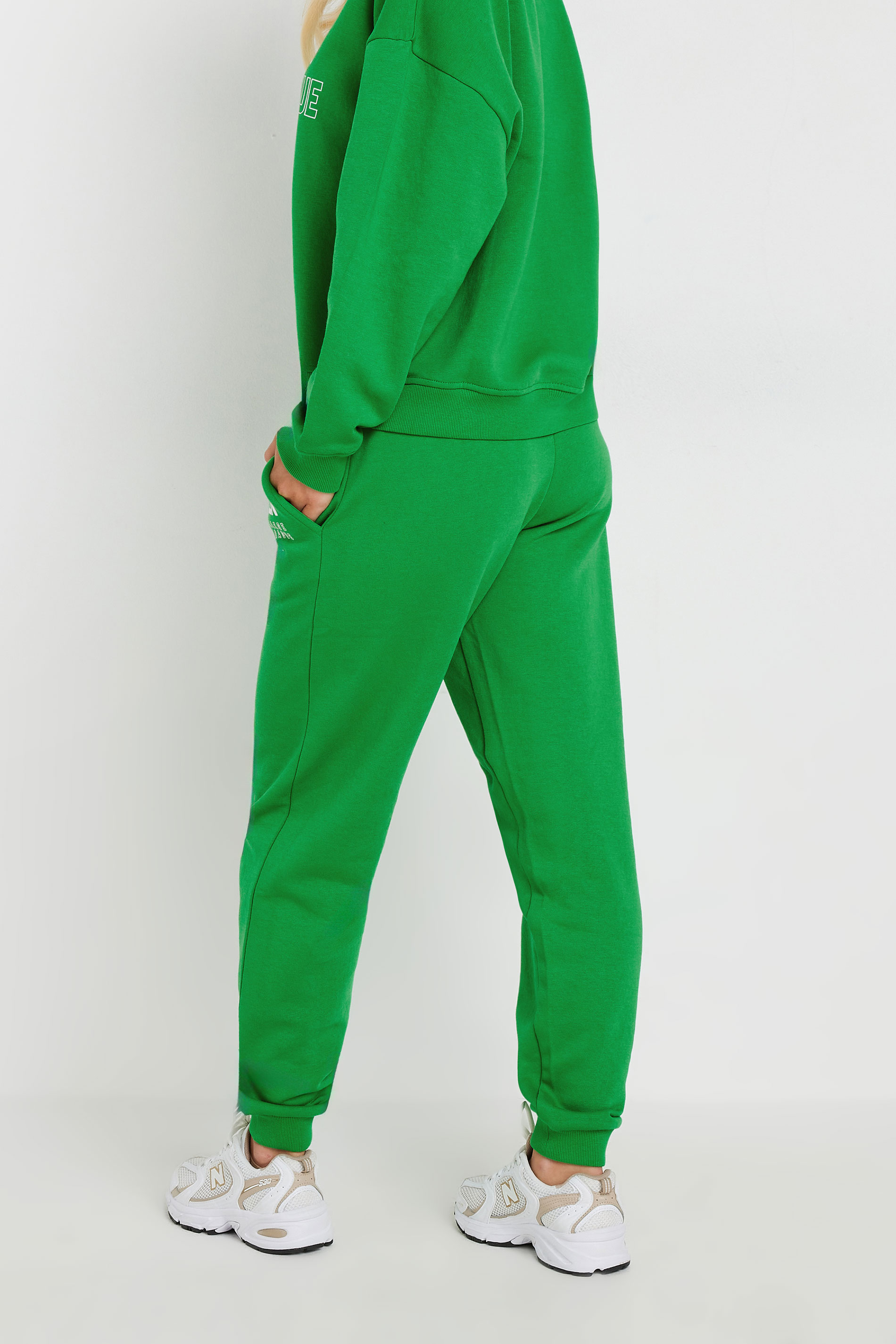 PixieGirl Petite Women's Green New York Slogan Cuffed Jogger | PixieGirl 3