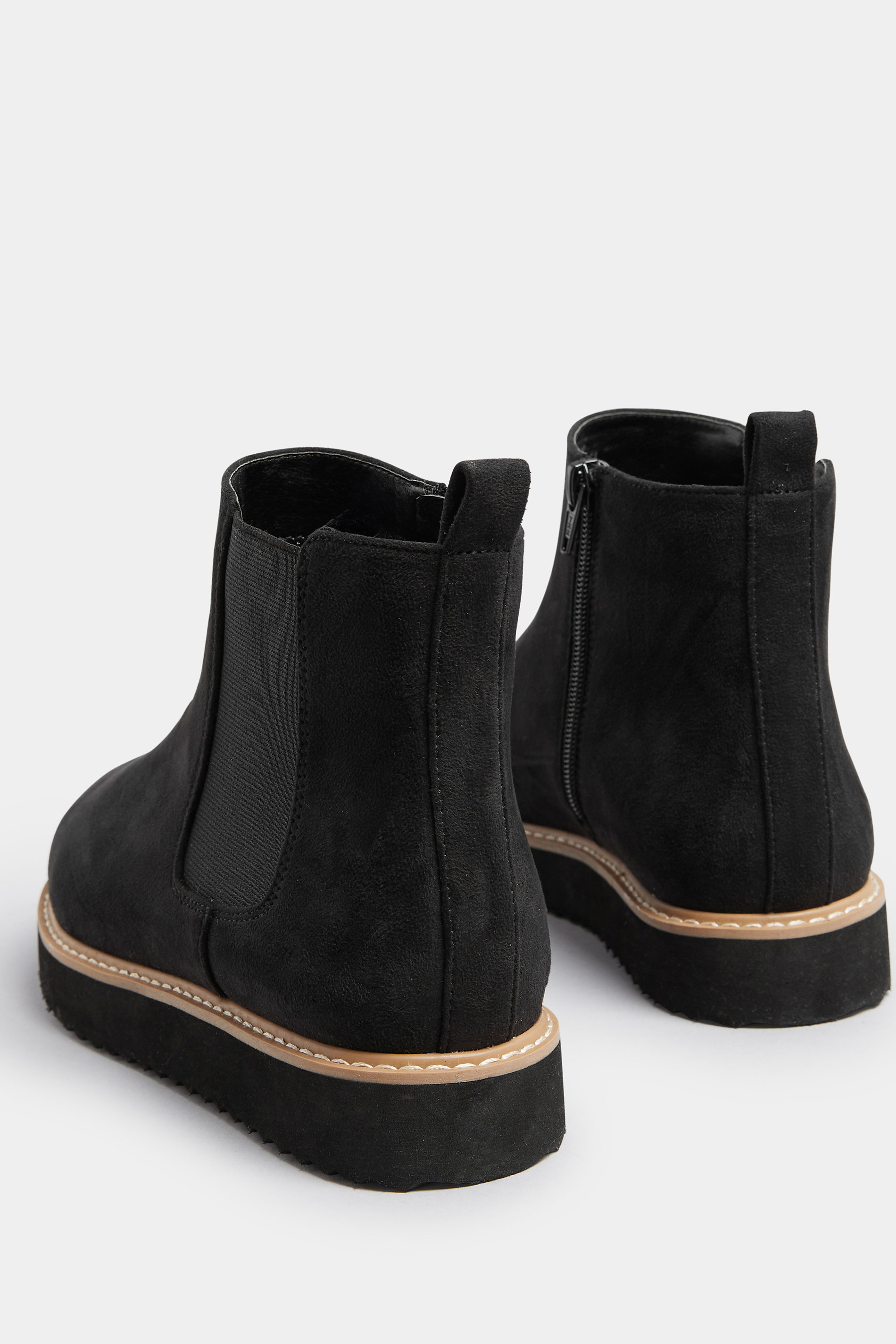 Black Faux Suede Contrast Trim Chelsea Boots In Extra Wide EEE Fit | Yours Clothing 4