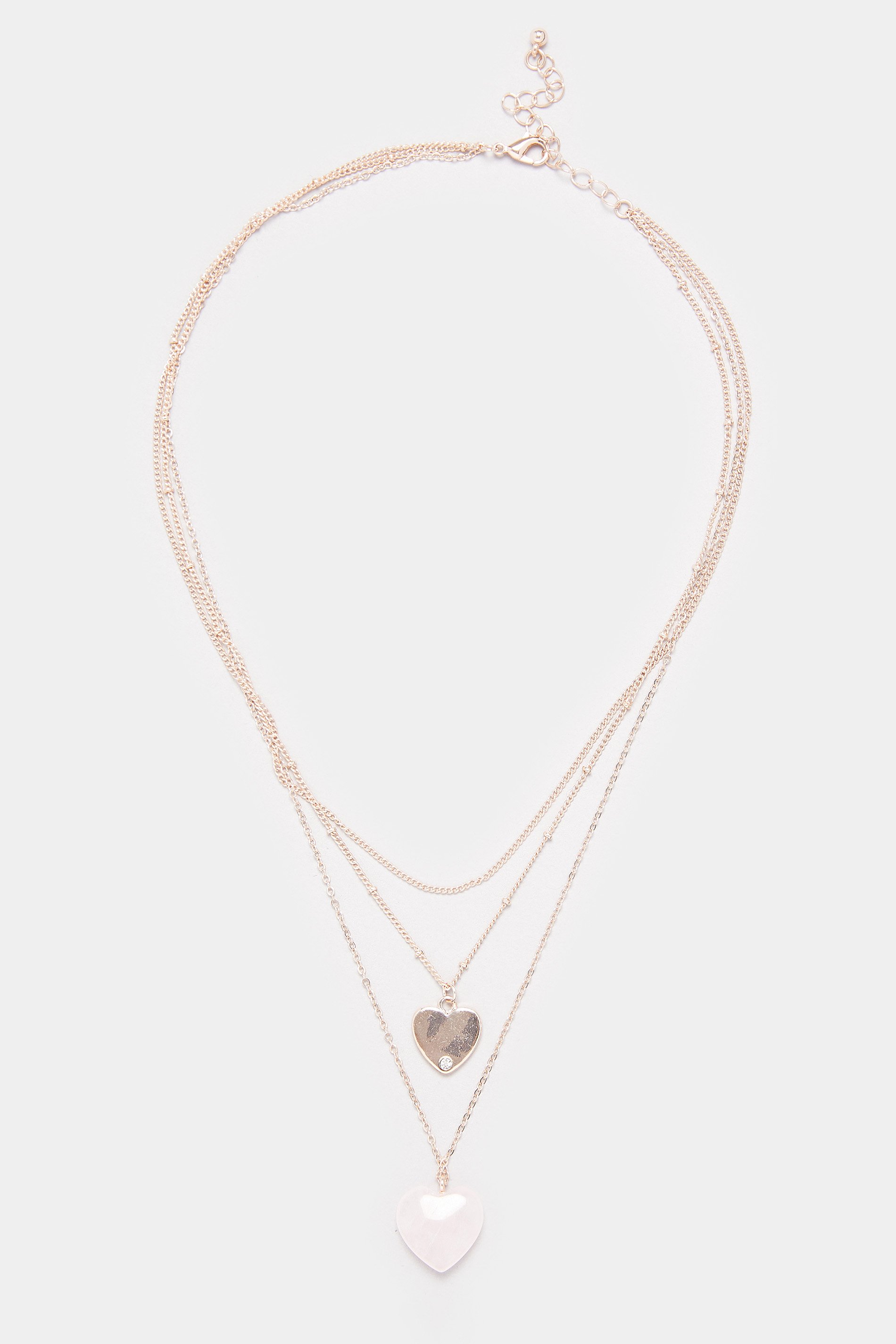 Rose Gold Tone Layered Heart Necklace | Yours Clothing 2