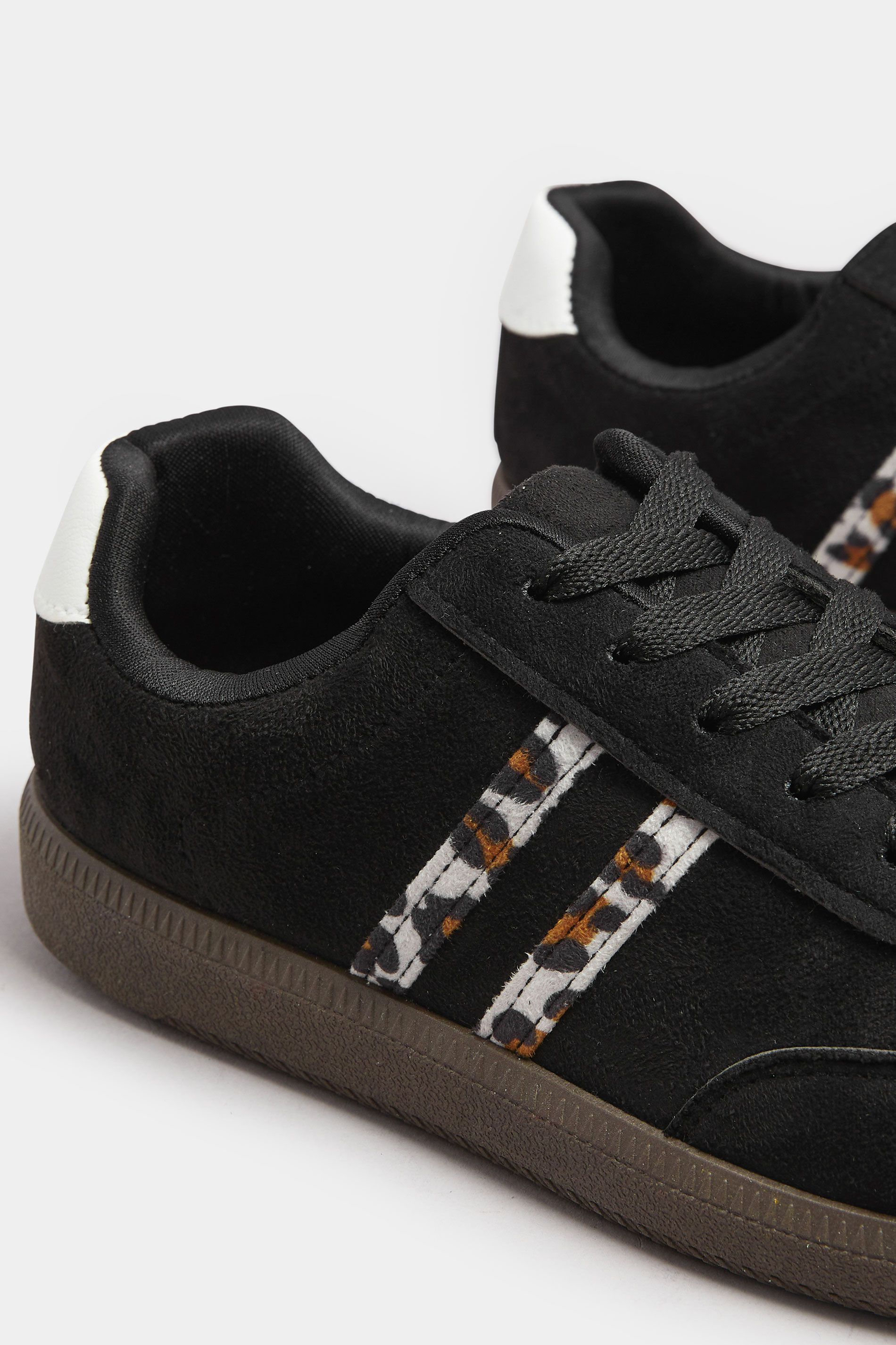 Black Retro Leopard Stripe Trainers In Extra Wide EEE Fit | Yours Clothing 5