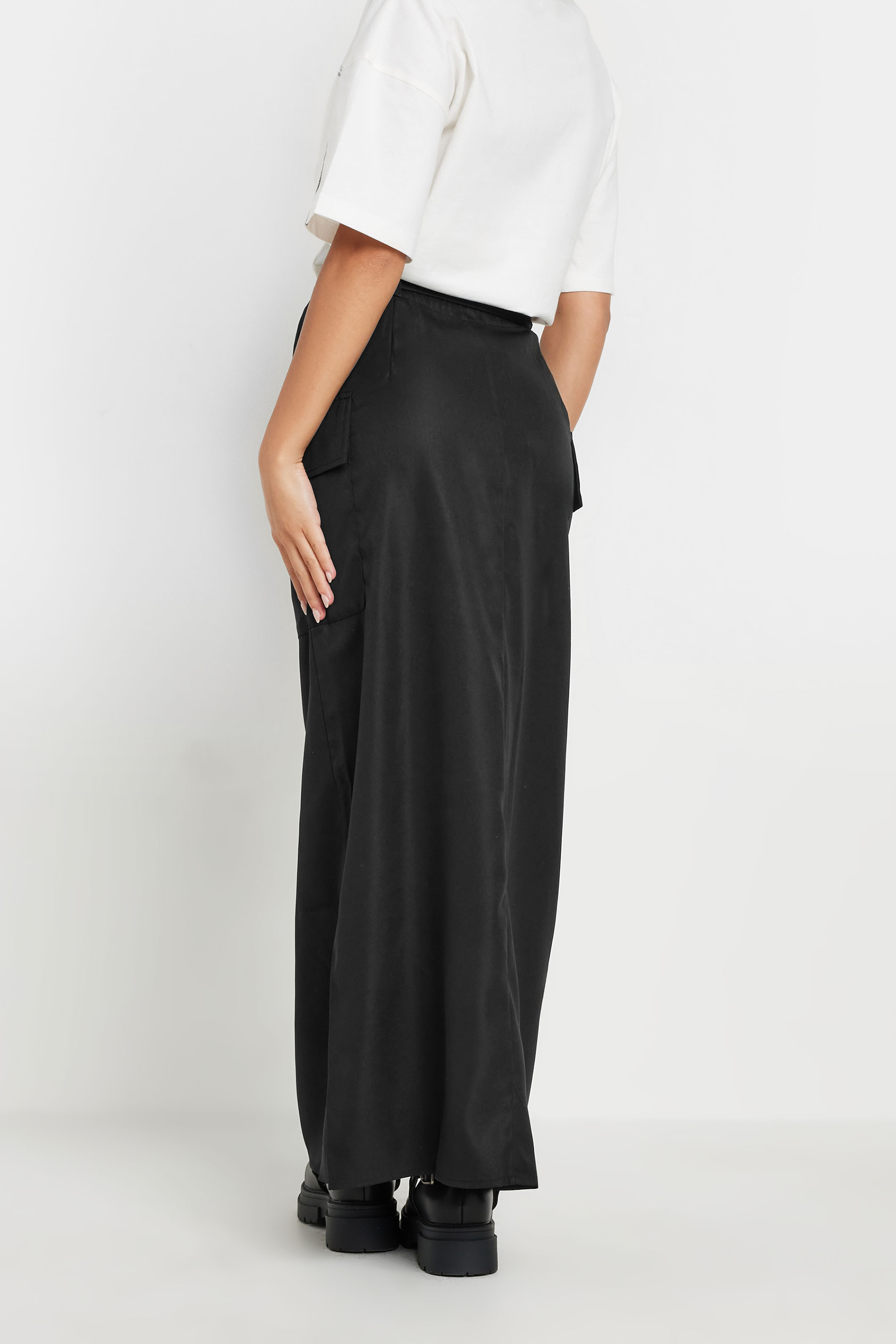 PixieGirl Petite Womens Black Belted Utility Maxi Skirt | PixieGirl 4