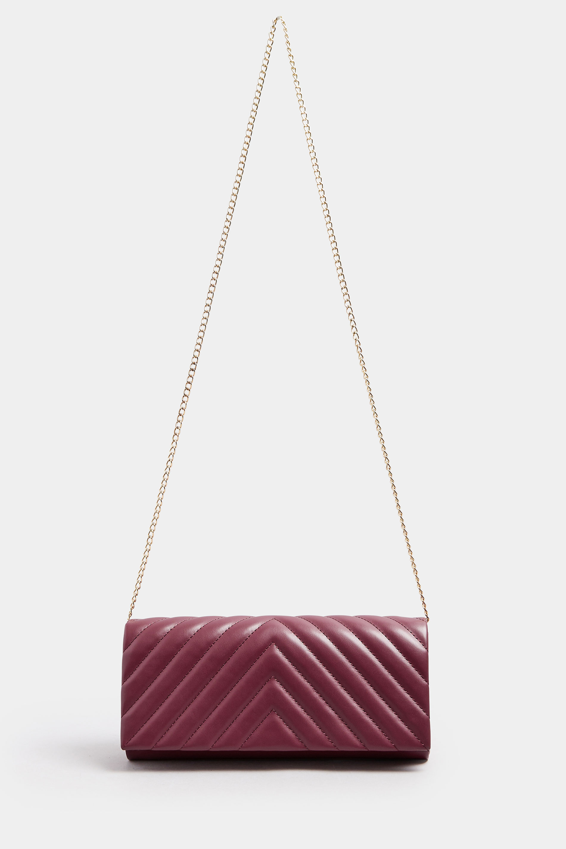 Burgundy Red Faux Leather Chevron Clutch Bag | Yours Clothing 4