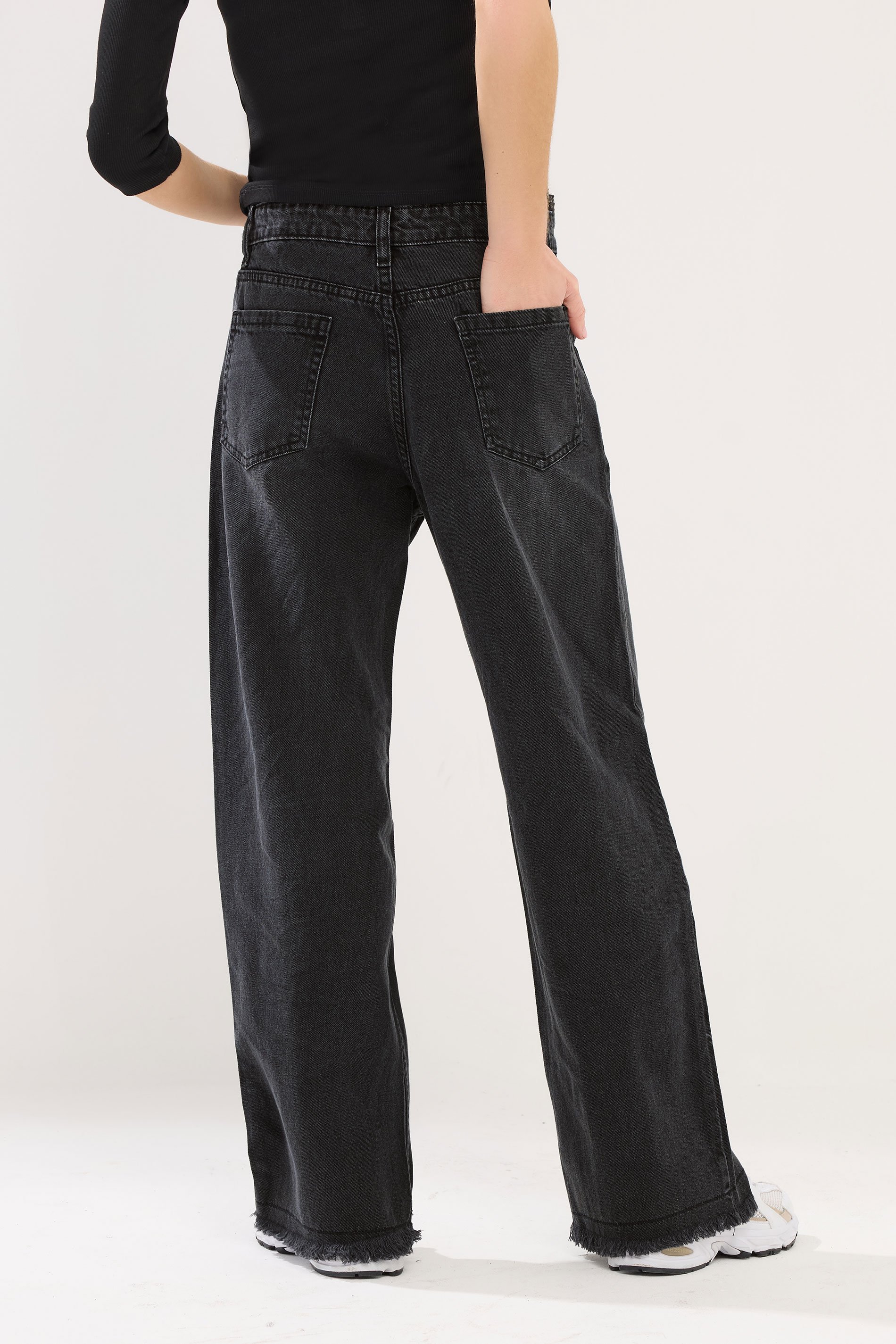 PixieGirl Petite Women's Black Distressed Straight Leg Jeans | PixieGirl 3