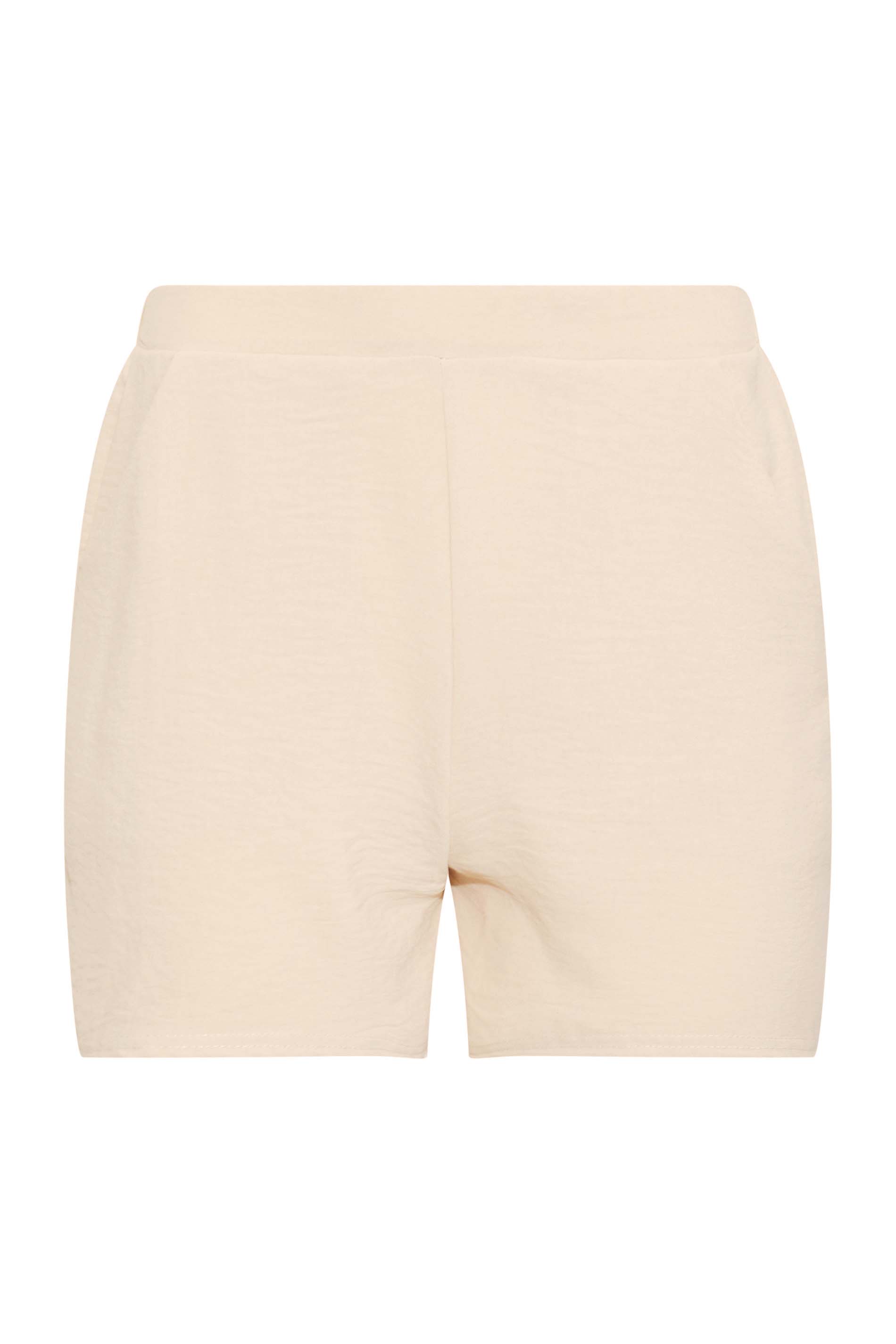 Petite Beige Brown Textured Shorts | PixieGirl  4