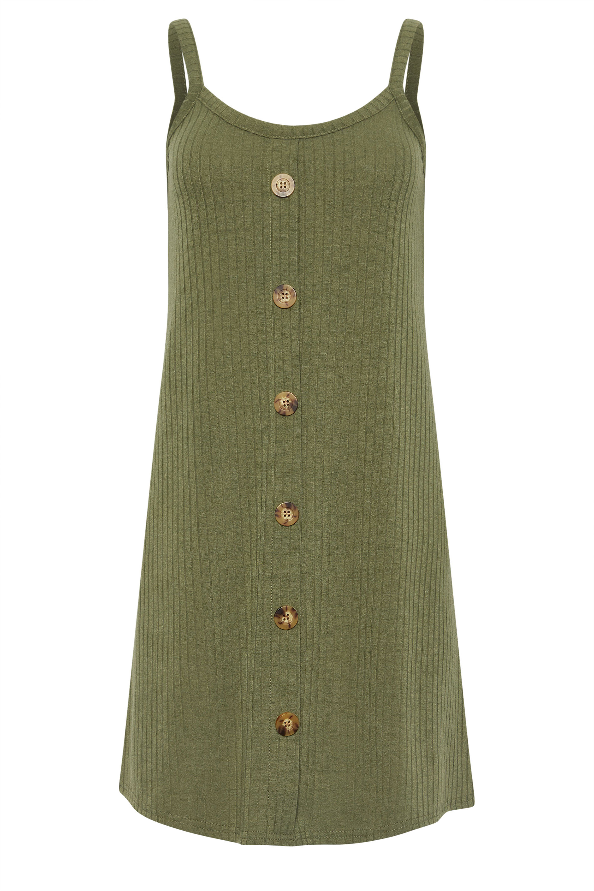 PixieGirl Petite Women's Khaki Green Button Front Sleeveless Dress | PixieGirl 5