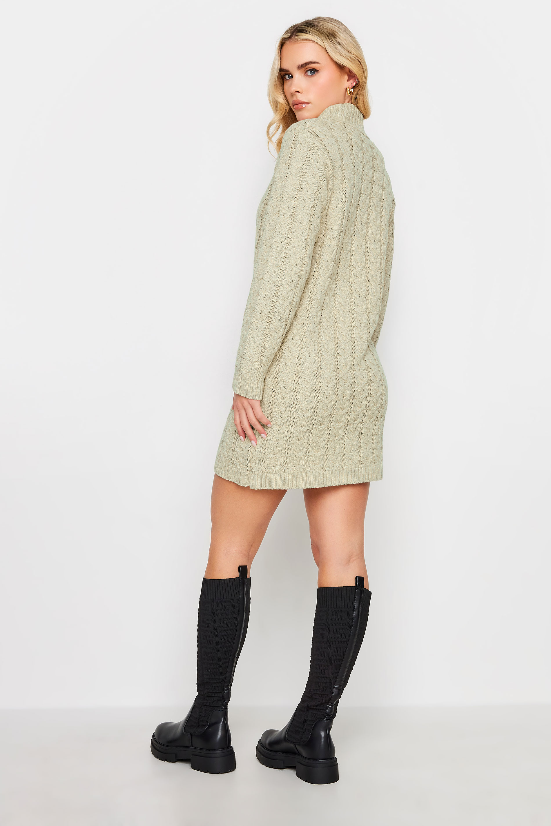 PixieGirl Stone Brown Cable Knit Jumper Dress | PixieGirl  4