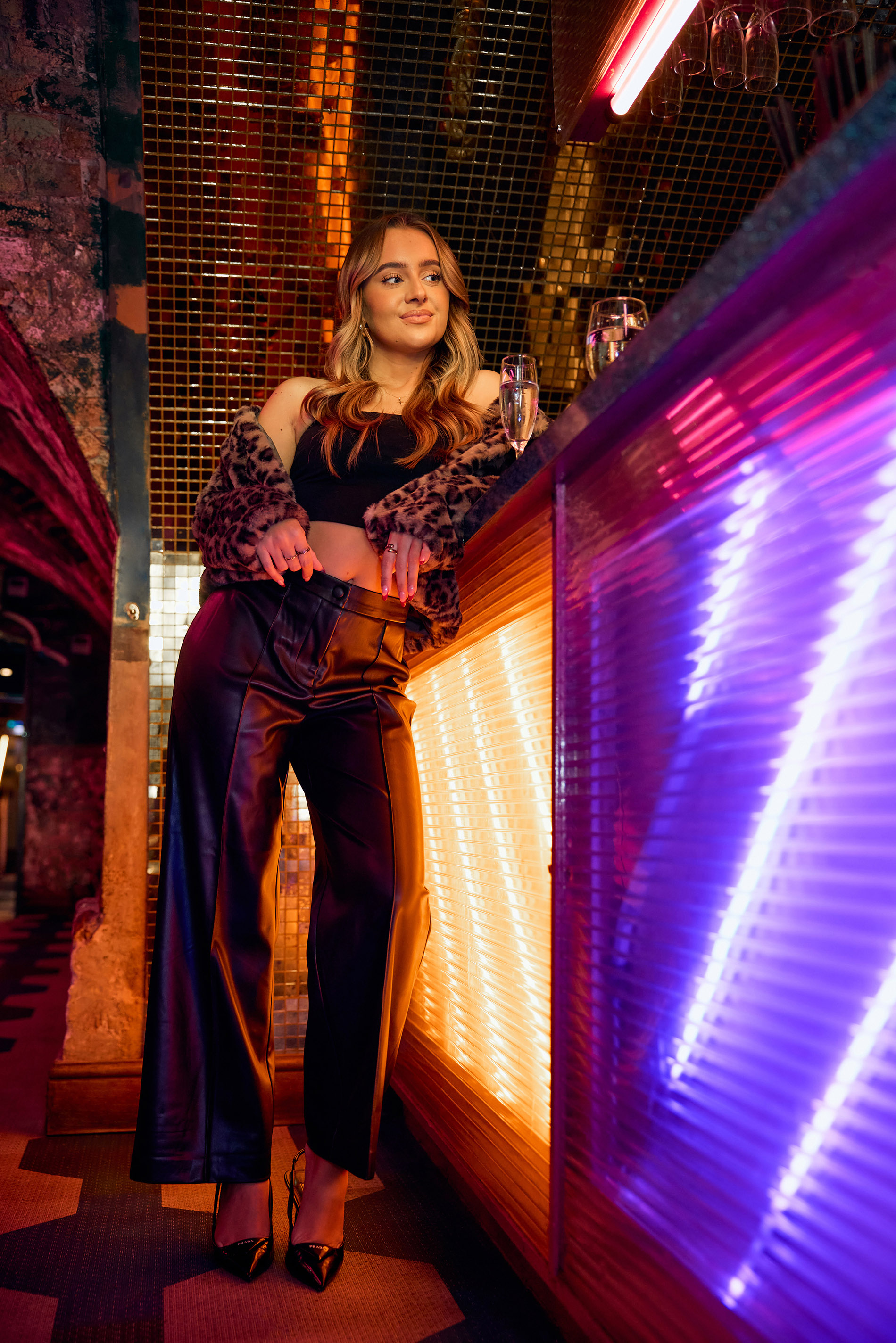 PixieGirl Petite Women's Black Faux Leather Wide Leg Trousers | PixieGirl 1