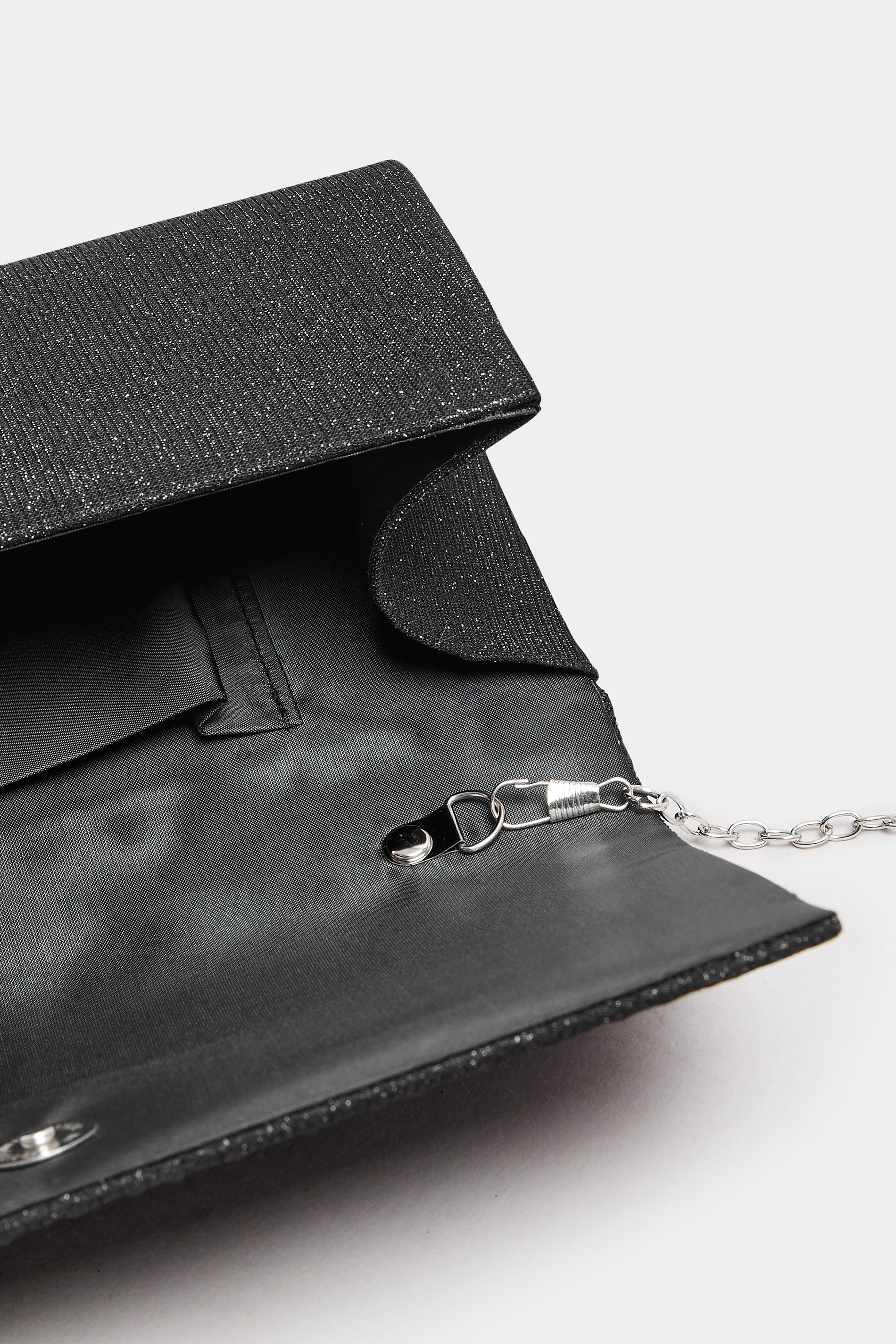 Black Shimmer Pleated Clutch Bag | Yours Clothing 4