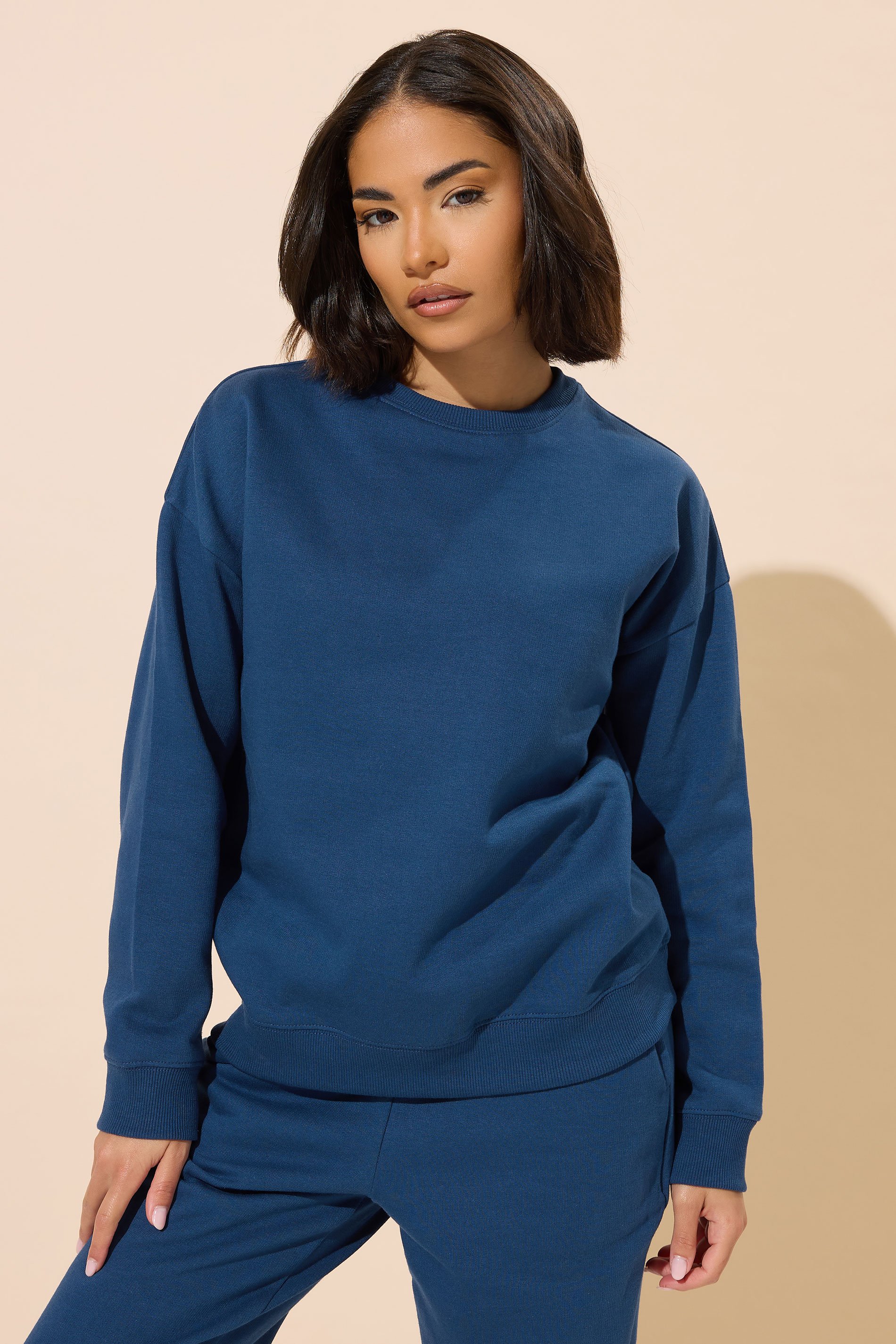 PixieGirl Petite Women's Navy Blue Long Sleeve Sweatshirt | PixieGirl 1