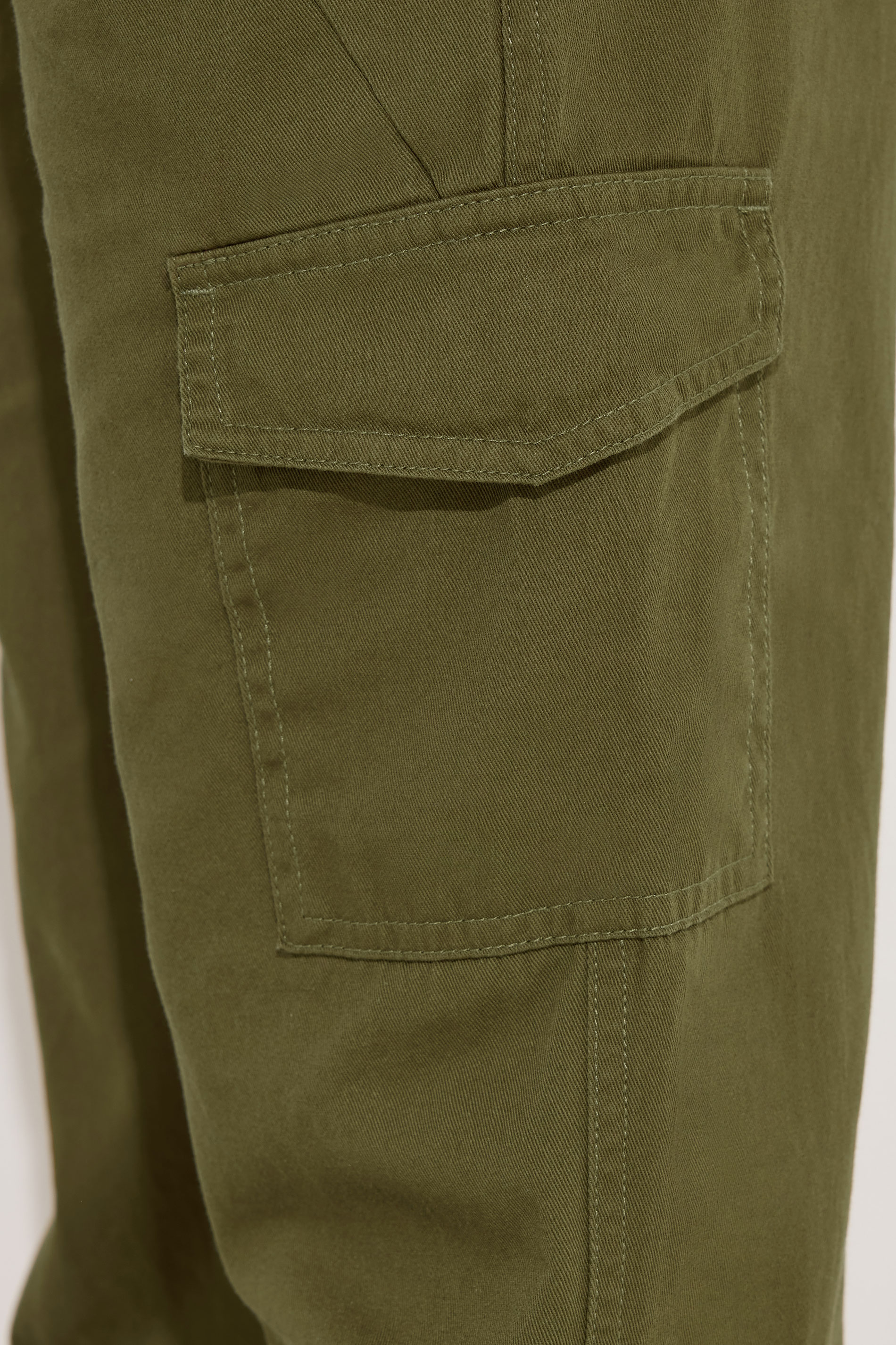 PixieGirl Petite Women's Khaki Green Cuffed Cotton Cargo Trousers | PixieGirl 4
