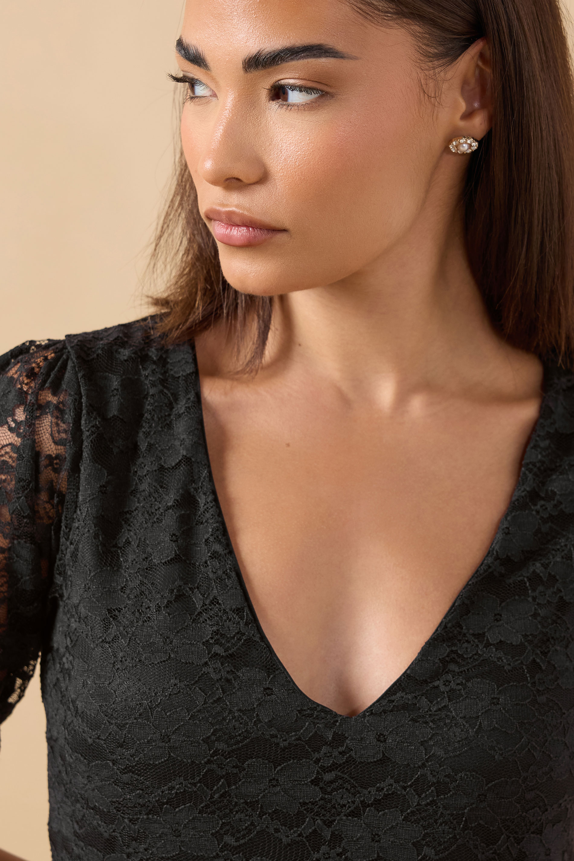 PixieGirl Petite Women's Black Lace Midi Tea Dress | PixieGirl 4