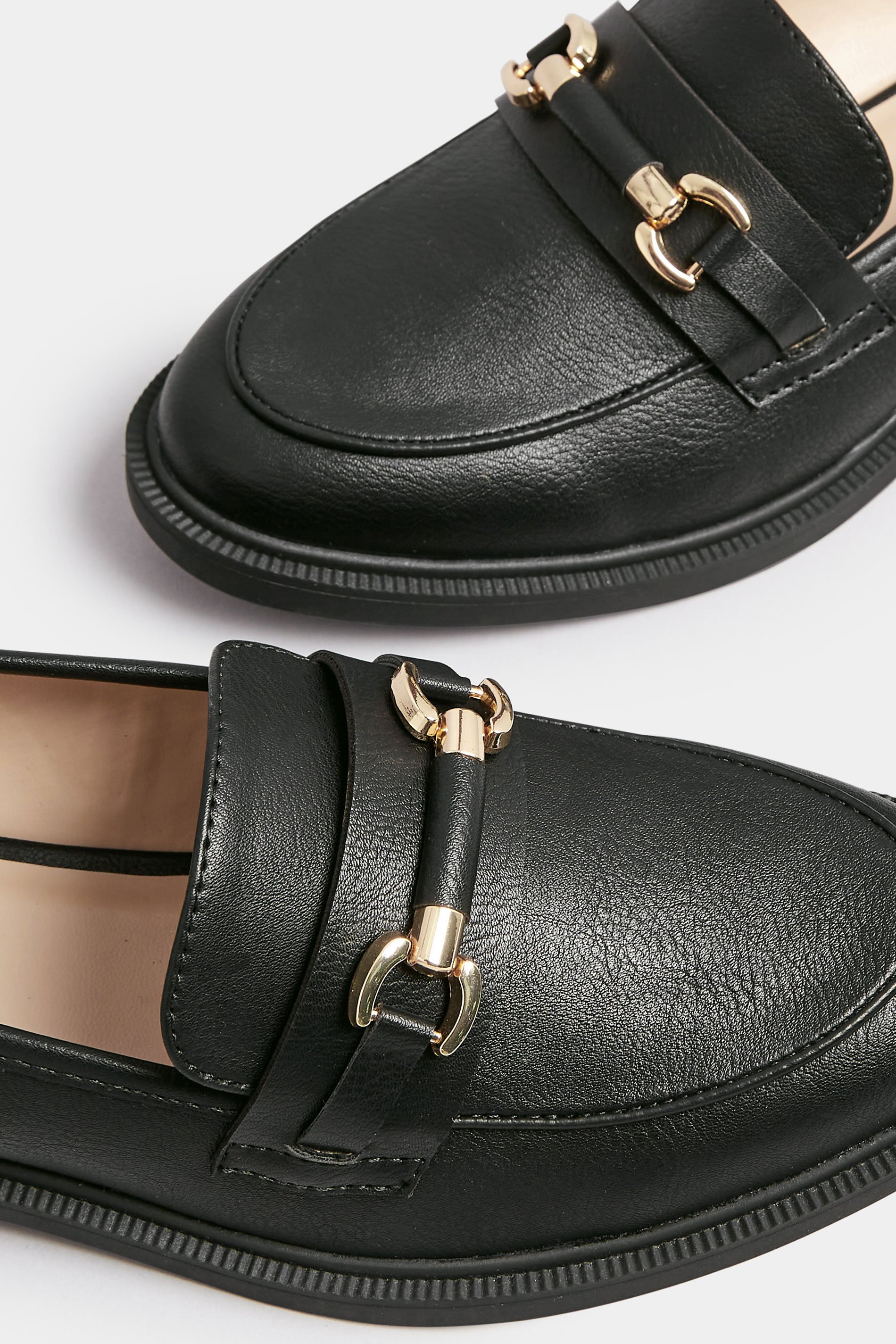 Black PU Chain Detail Loafer In Wide E Fit & Extra Wide EEE Fit | Yours Clothing 5