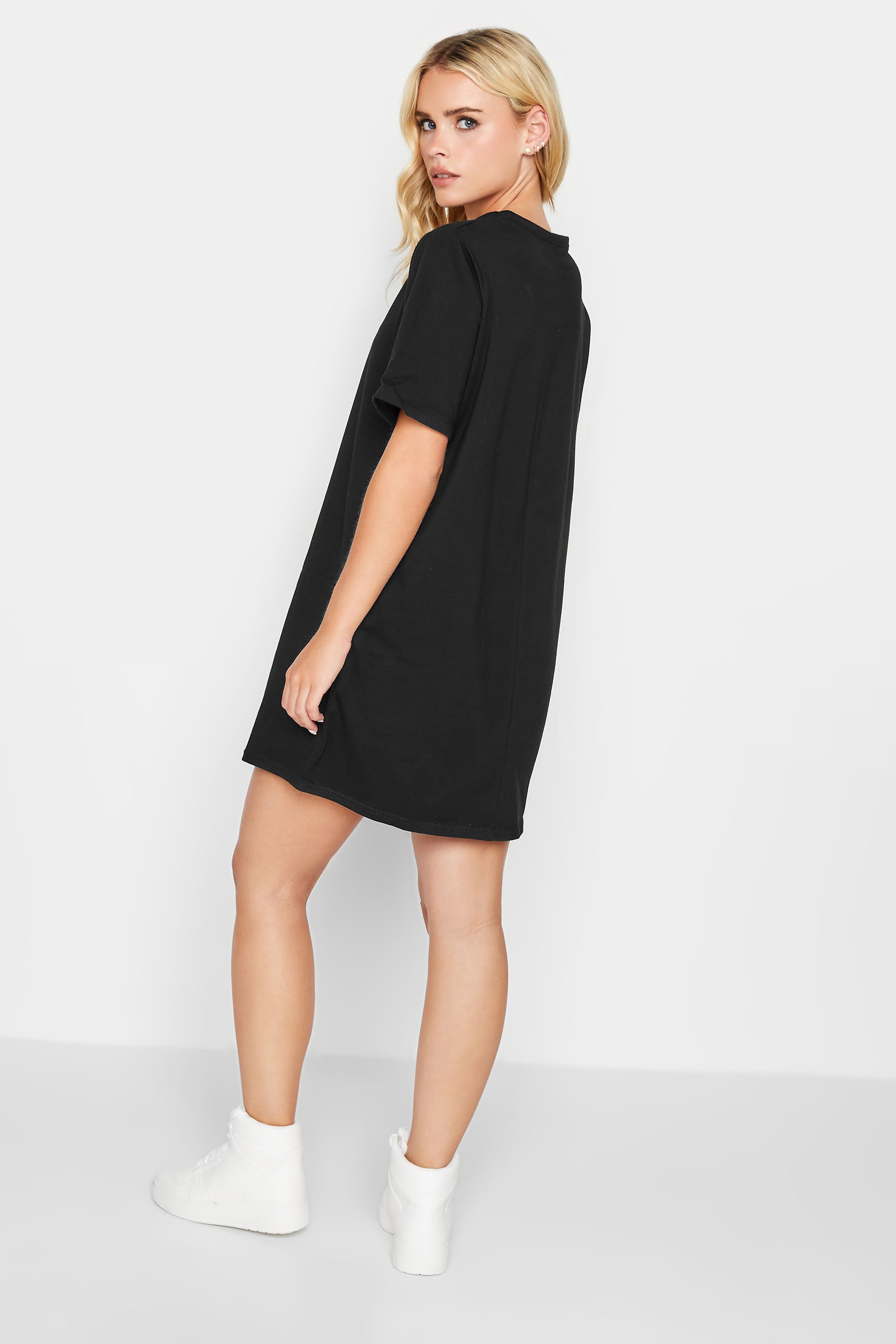 Petite Black Oversized T-Shirt Dress | PixieGirl  3