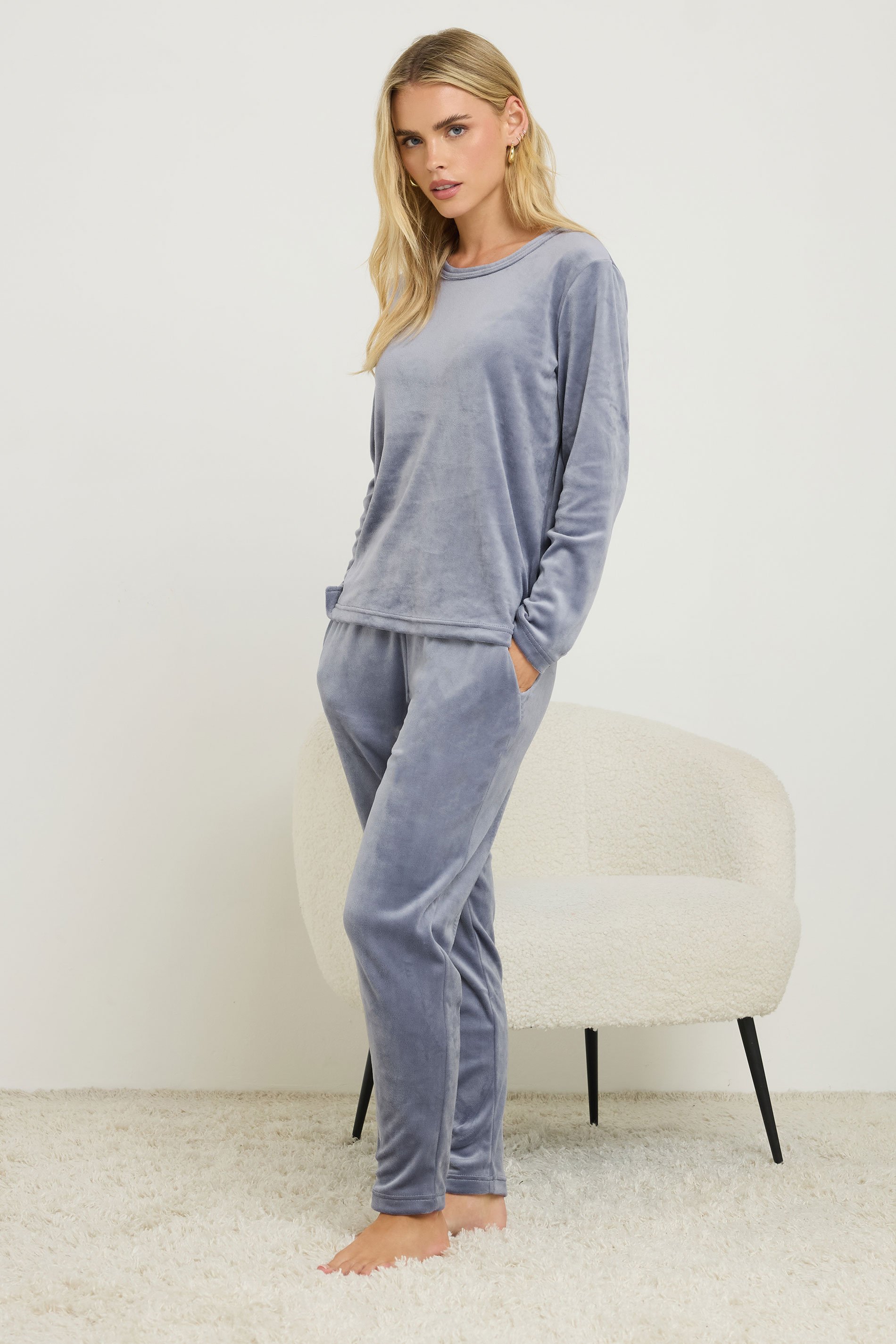 PixieGirl Petite Women's Blue Luxe Fleece Pyjama Set | PixieGirl 1