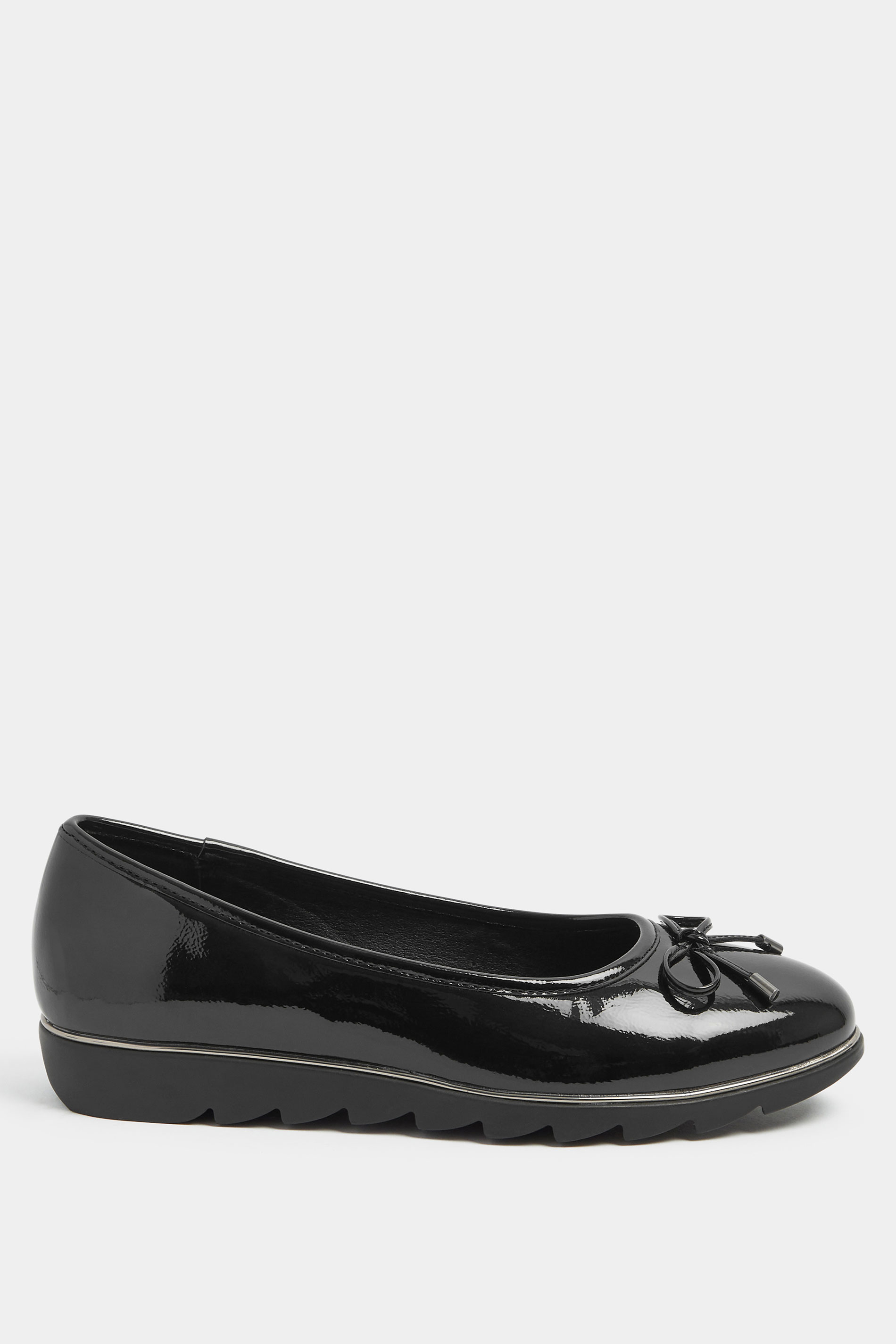 Black Patent Ballet Pumps In Wide E Fit | Yours Clothing 4