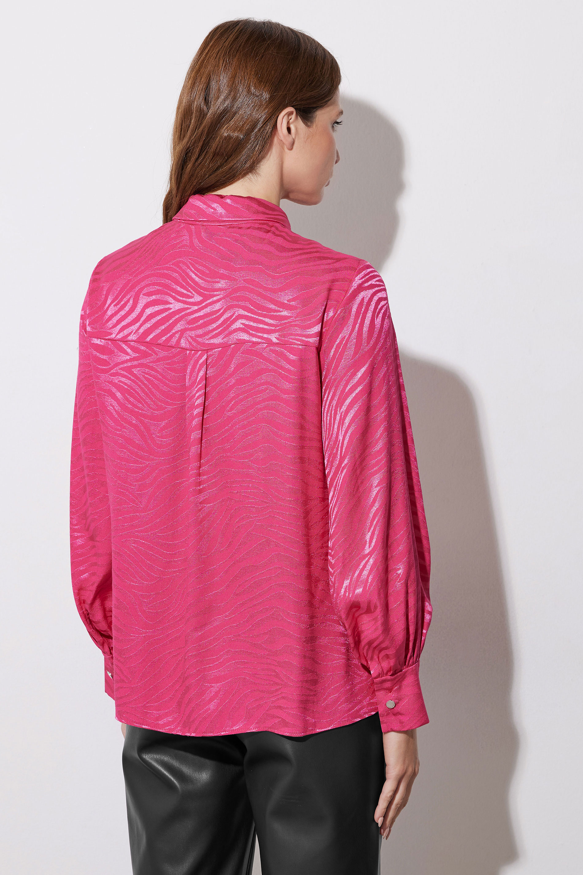 STAR Hot Pink Animal Print Satin Jacquard Shirt | StarByJM 6