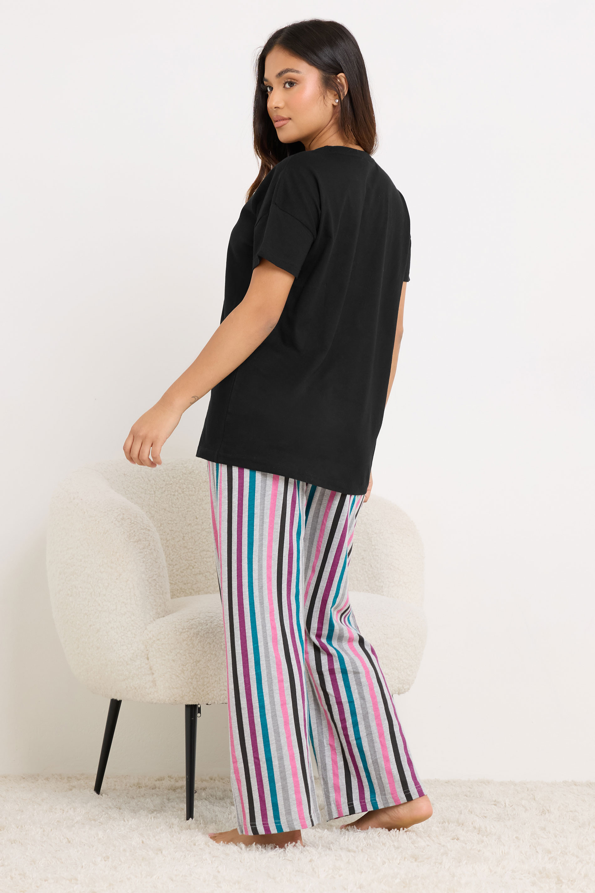 PixieGirl Petite Black Women's 'Slow Sunday Coffee Club' Slogan Pyjama Set | PixieGirl 4