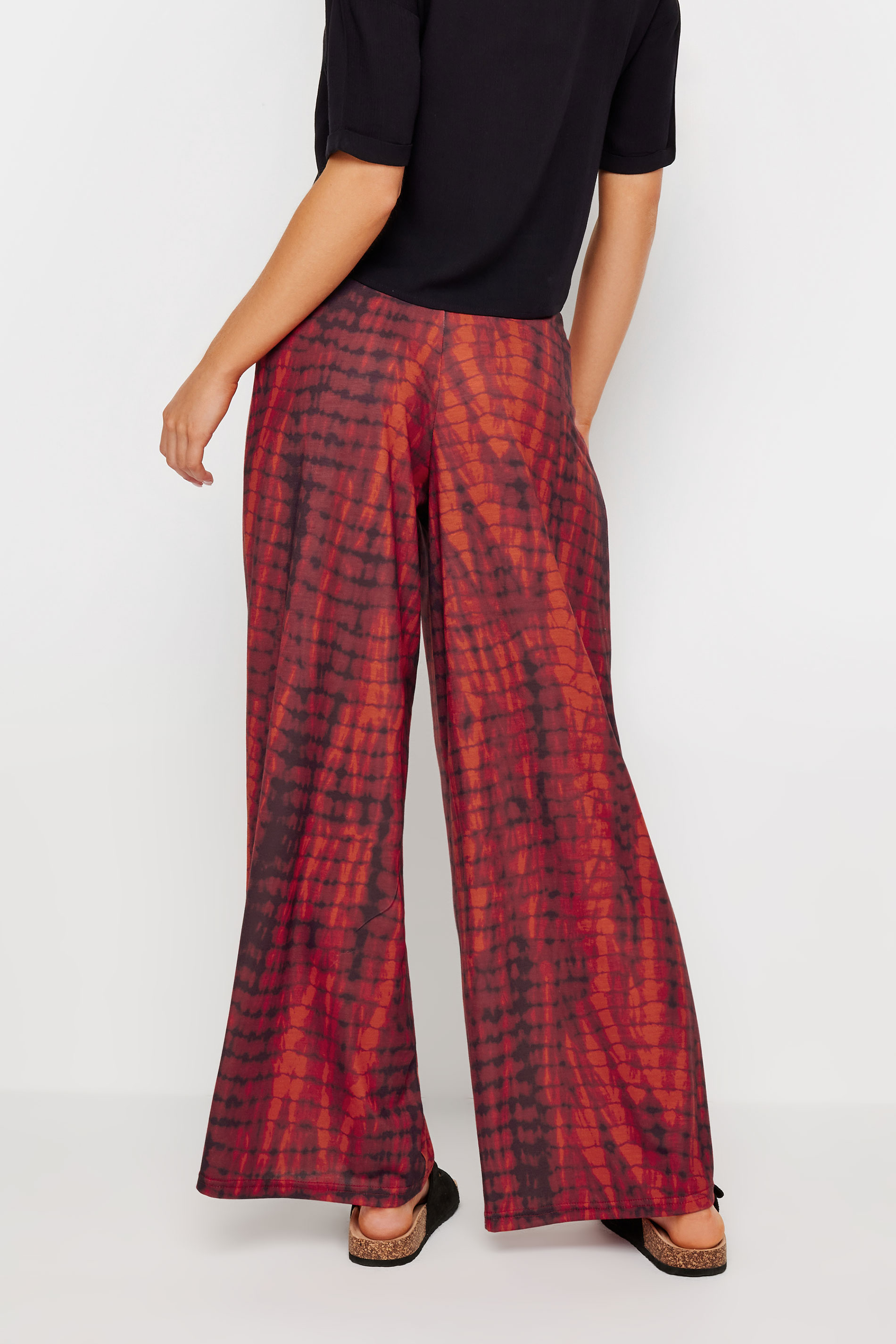 PixieGirl Petite Women's Red Snake Print Wide Leg Trousers | PixieGirl 3