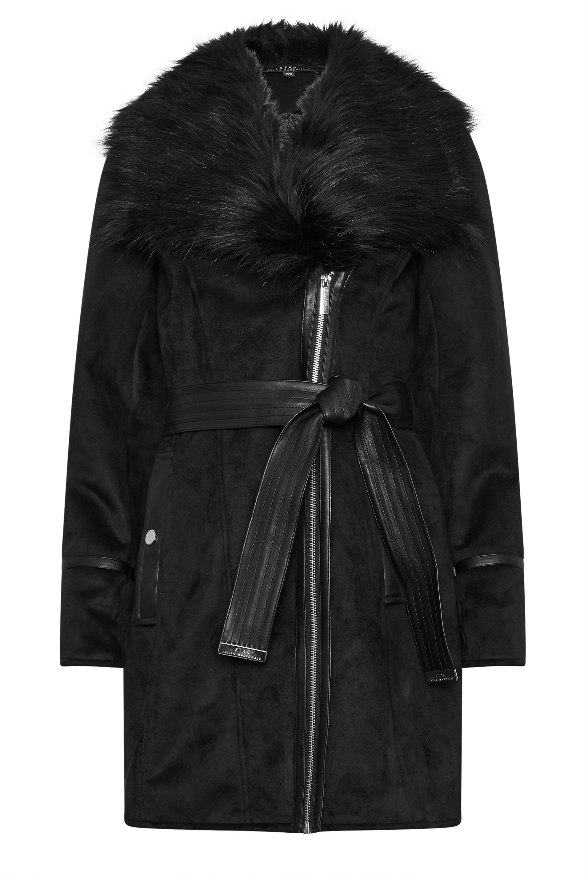STAR Black Faux Suede Belted Jacket | STAR x JM 8