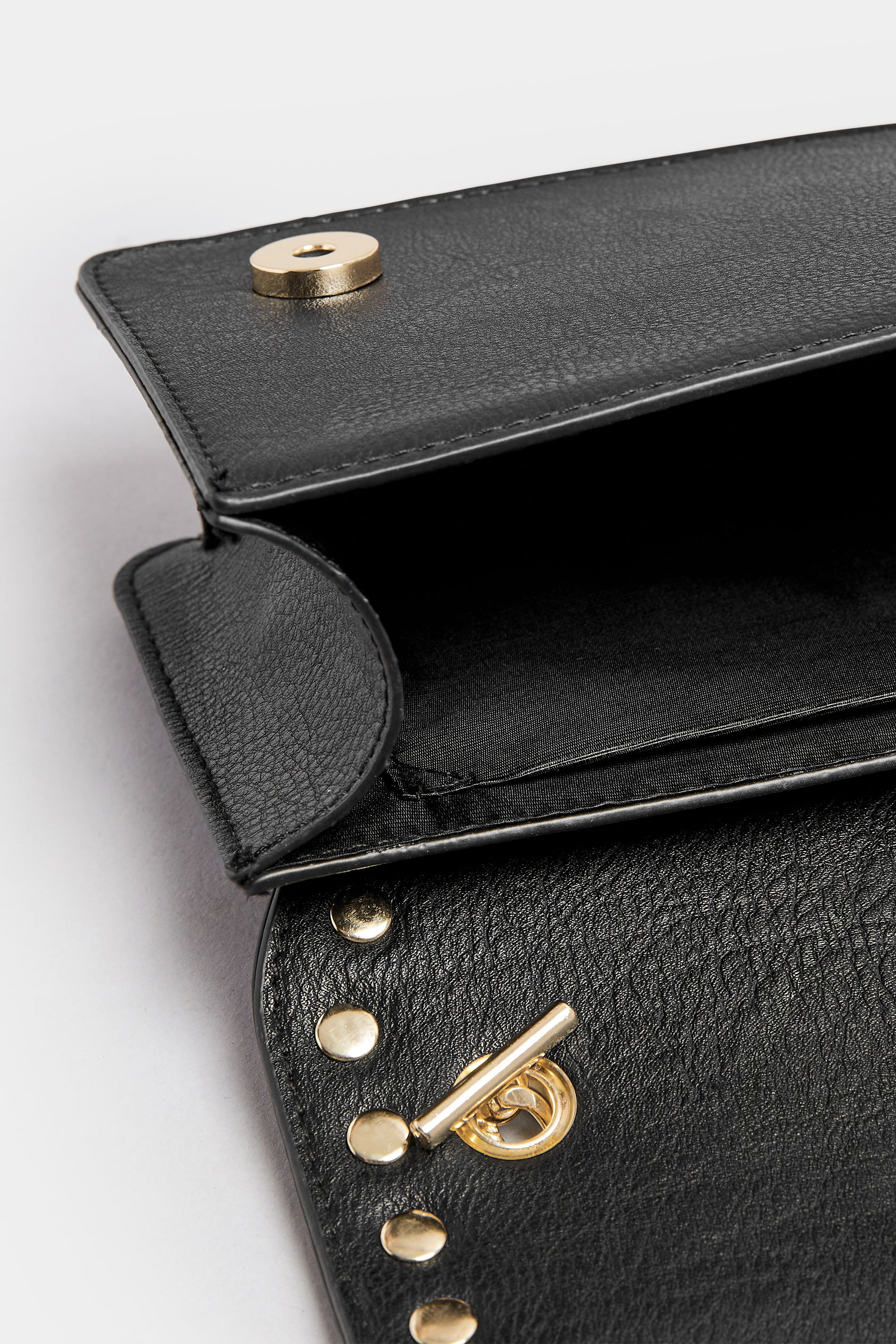 Black Faux Leather Stud Detail Cross Body Bag | Yours Clothing 4