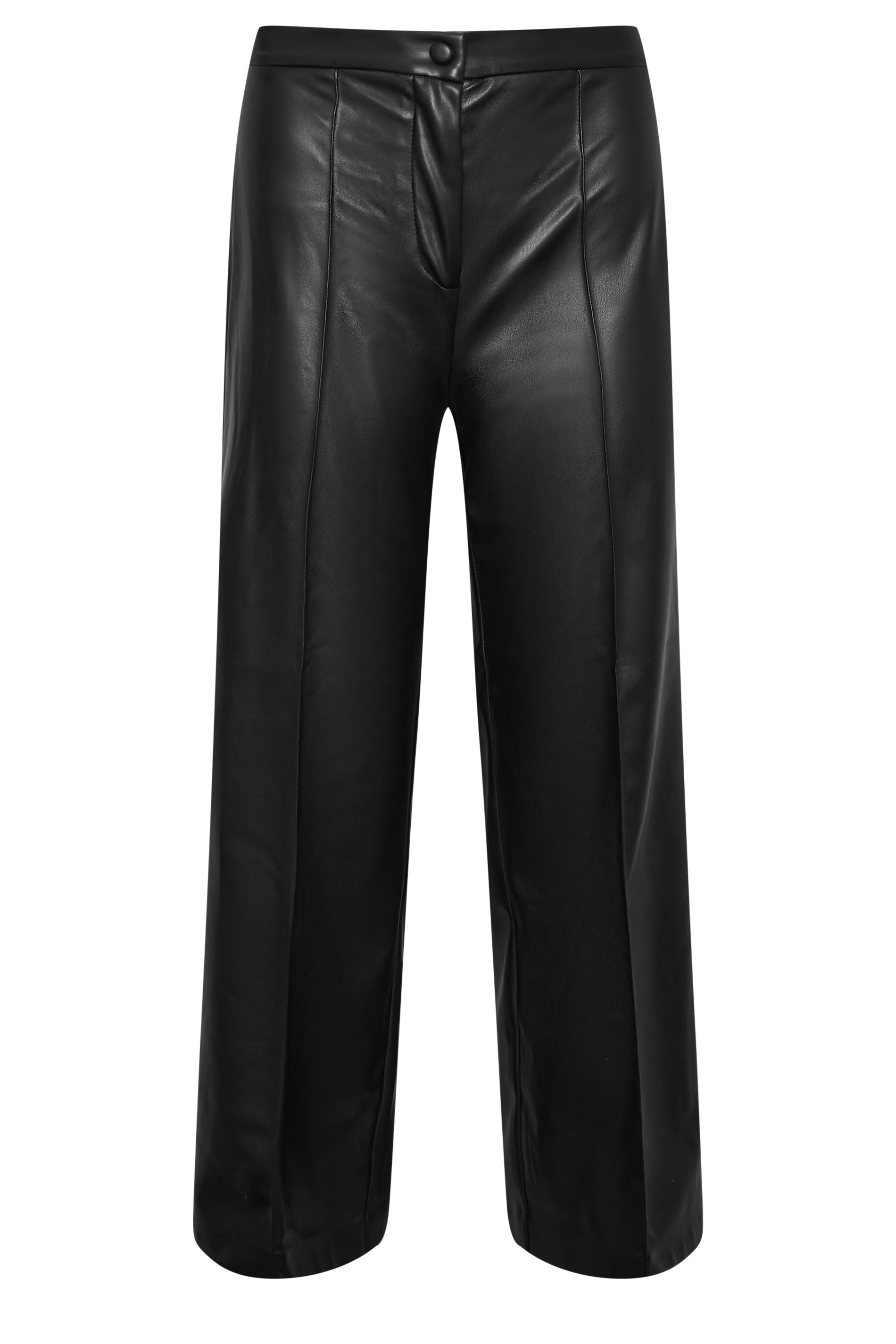 PixieGirl Petite Women's Black Faux Leather Wide Leg Trousers | PixieGirl 6