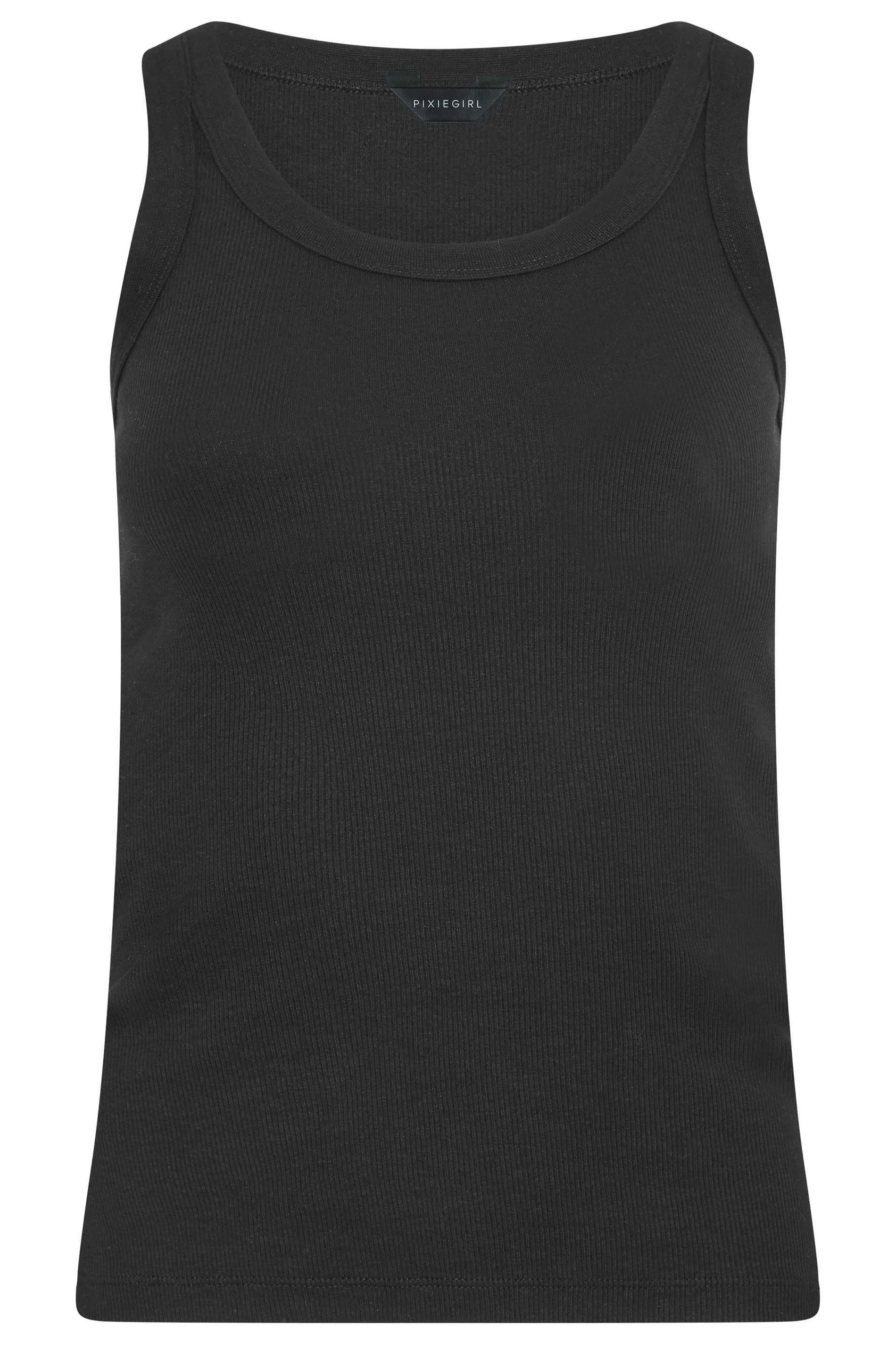 Petite Black Ribbed Vest Top | PixieGirl 6
