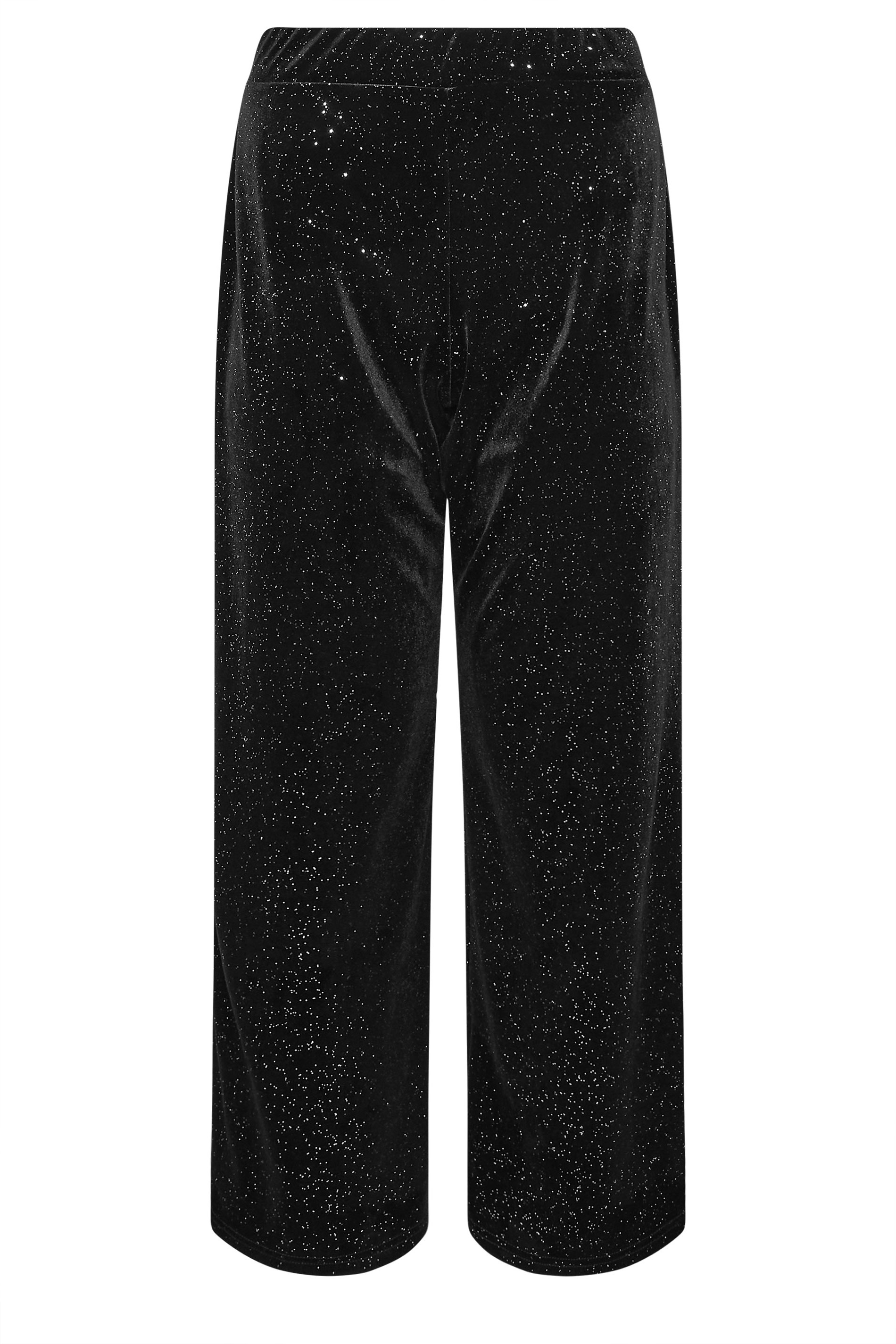 PixieGirl Petite Womens Black Velour Wide Leg Trousers | PixieGirl 5