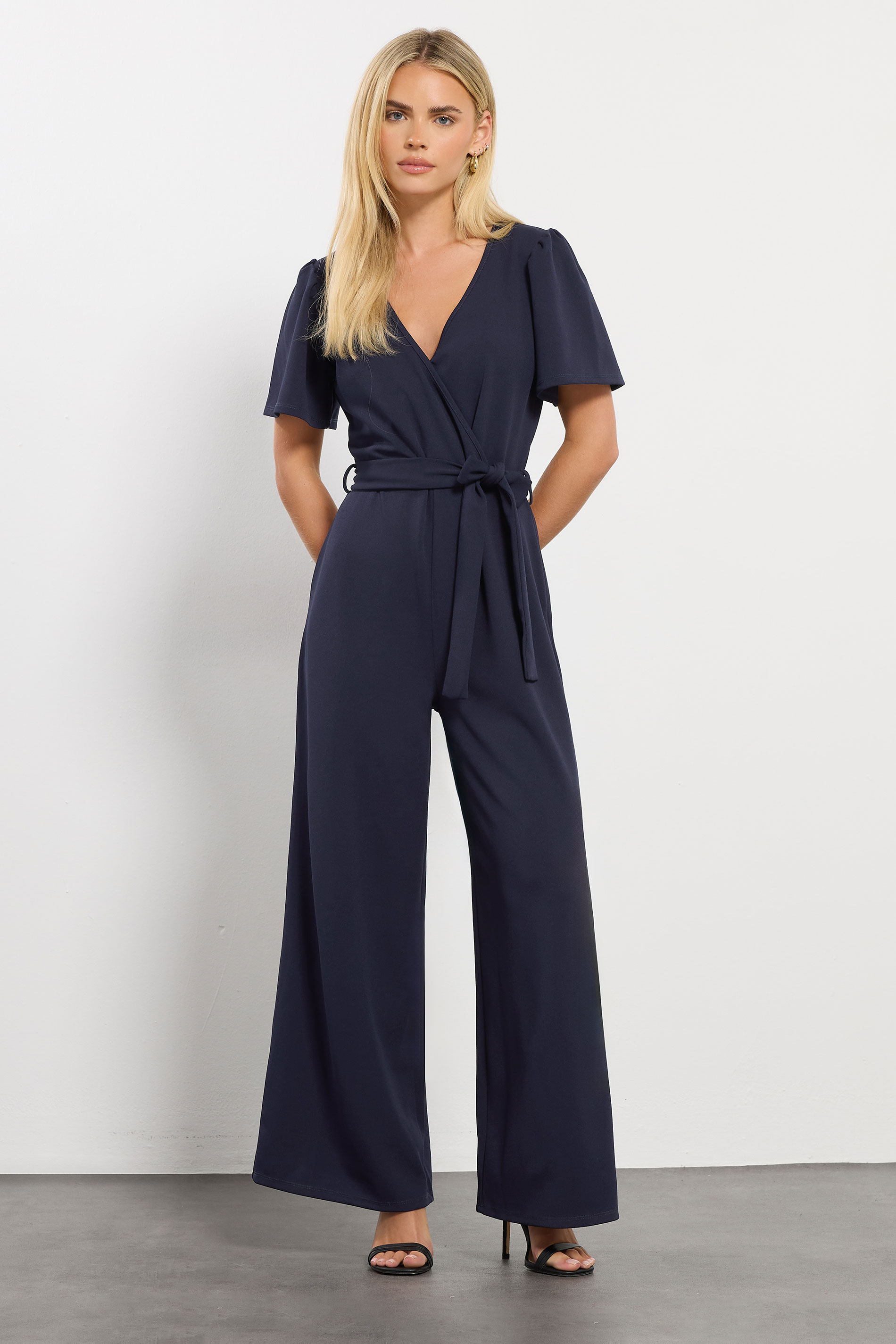 M&Co Petite Navy Blue Wide Leg Jumpsuit | M&Co 1