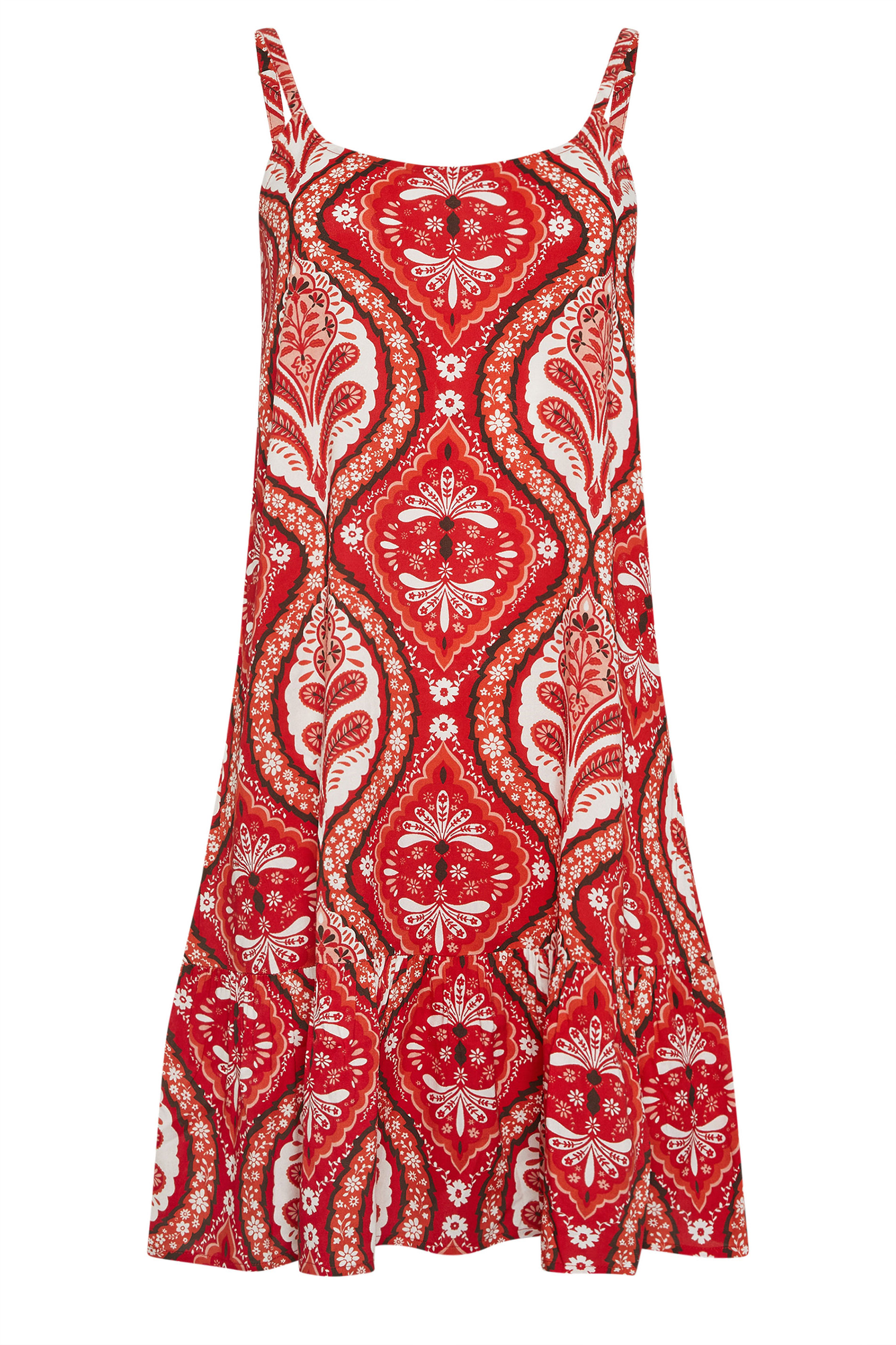 PixieGirl Petite Women's Red Paisley Print Slip Midi Dress | PixieGirl 6